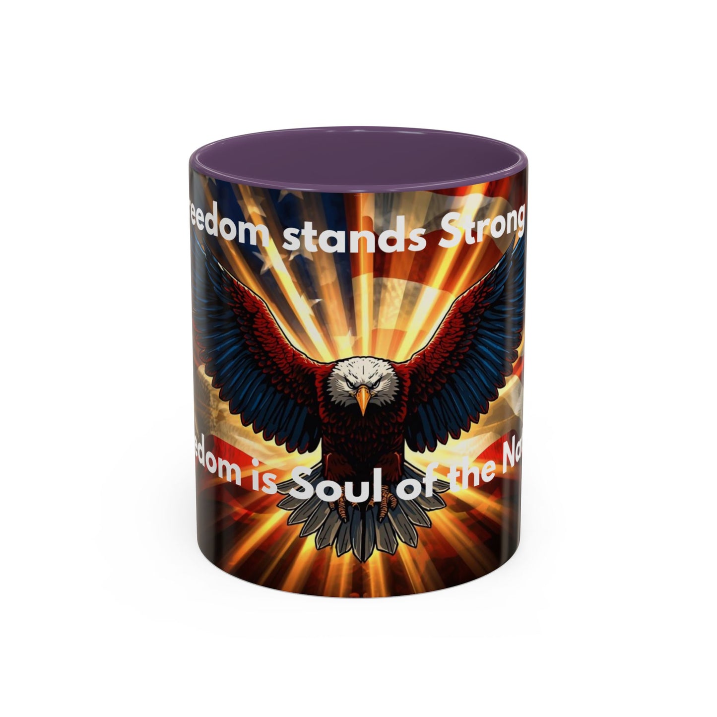 Patriotic Eagle Coffee Mug — "Freedom Stands Strong" Accent 11/15oz