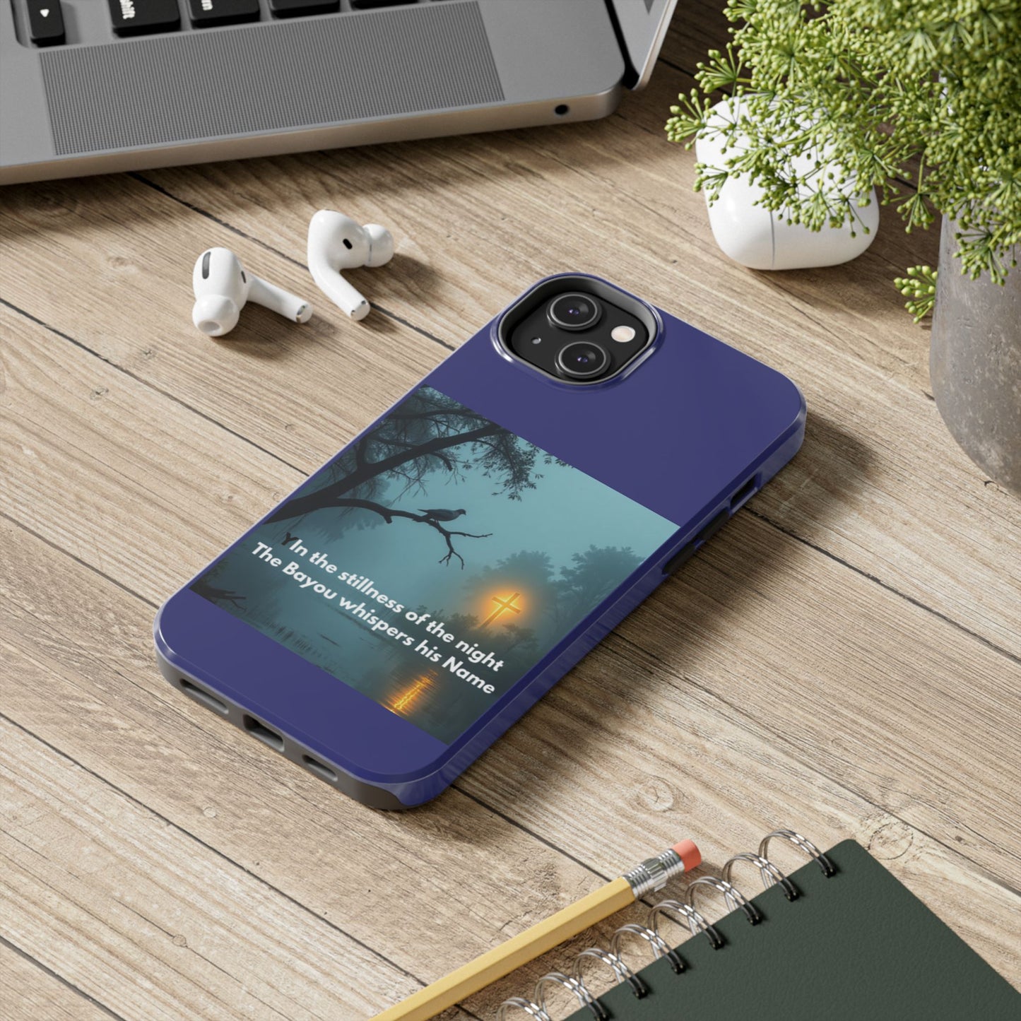 Tough Phone Case — 'In the stillness of the night the Bayou whispers his Name' Moody Bayou Cross Design