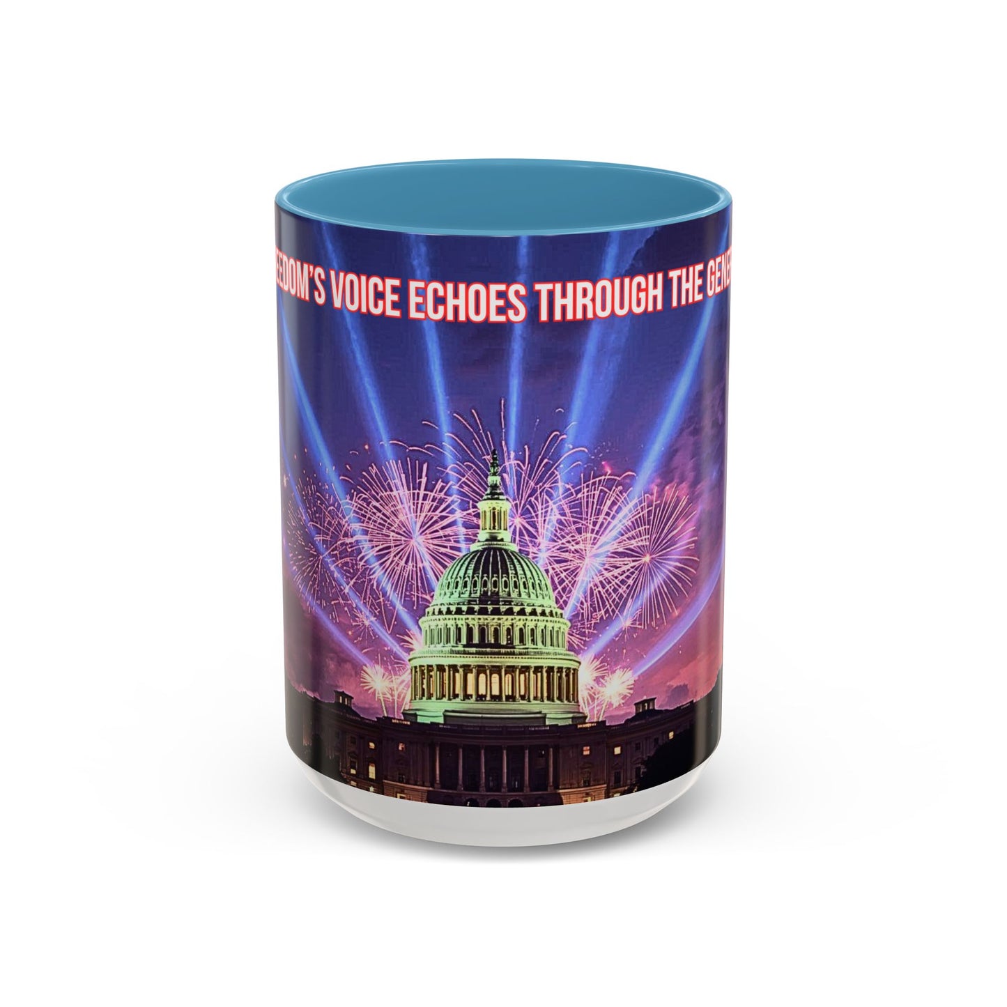 Capitol Fireworks Accent Coffee Mug — Patriotic Washington D.C. Skyline