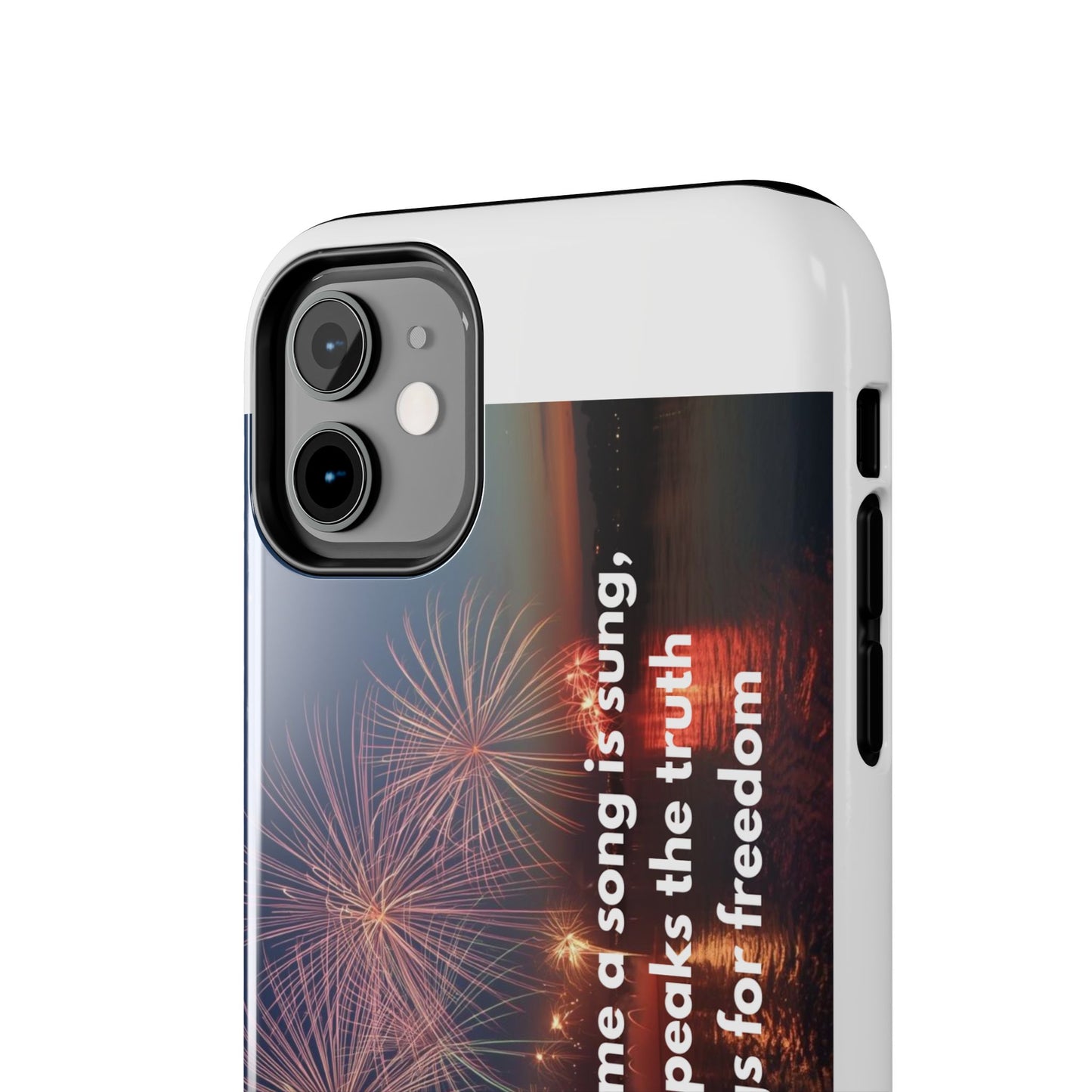 Patriotic Fireworks Tough Phone Case — "Freedom" Quote Protective Cover