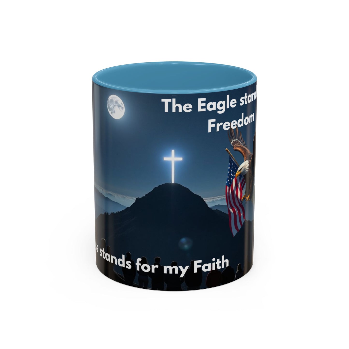 Patriotic Faith Coffee Mug — 'The Eagle Stands for Freedom' 11/15oz Accent Mug