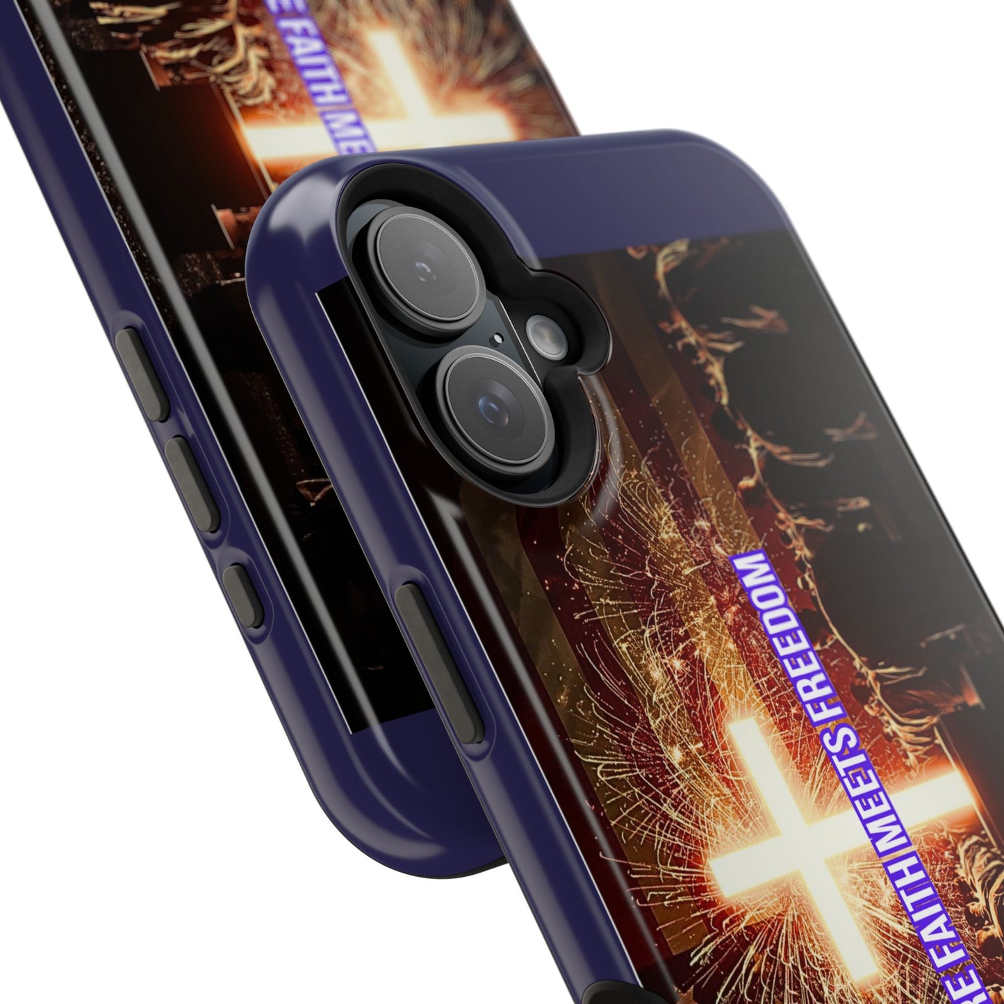 Christian Cross iPhone Case — “Where Faith Meets Freedom” Magnetic Impact-Resistant Phone Case