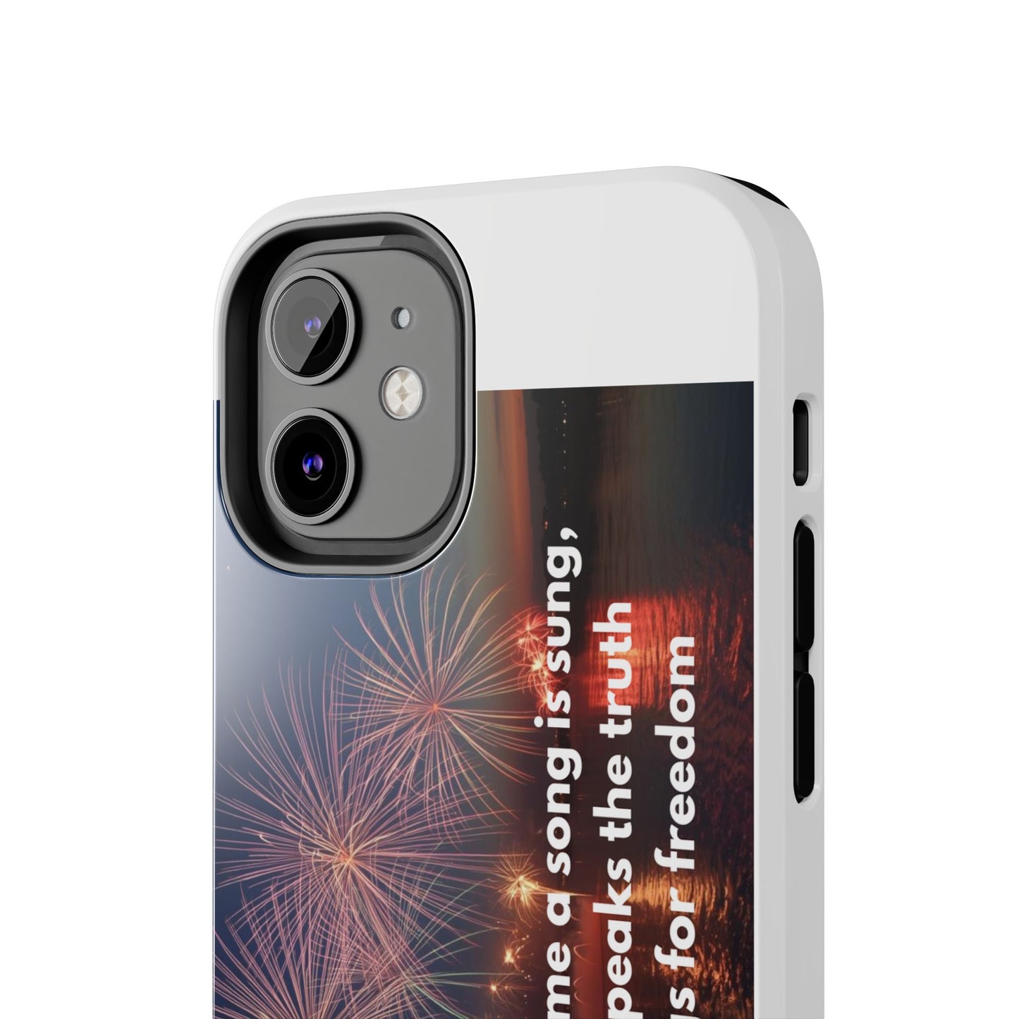 Patriotic Fireworks Tough Phone Case — "Freedom" Quote Protective Cover