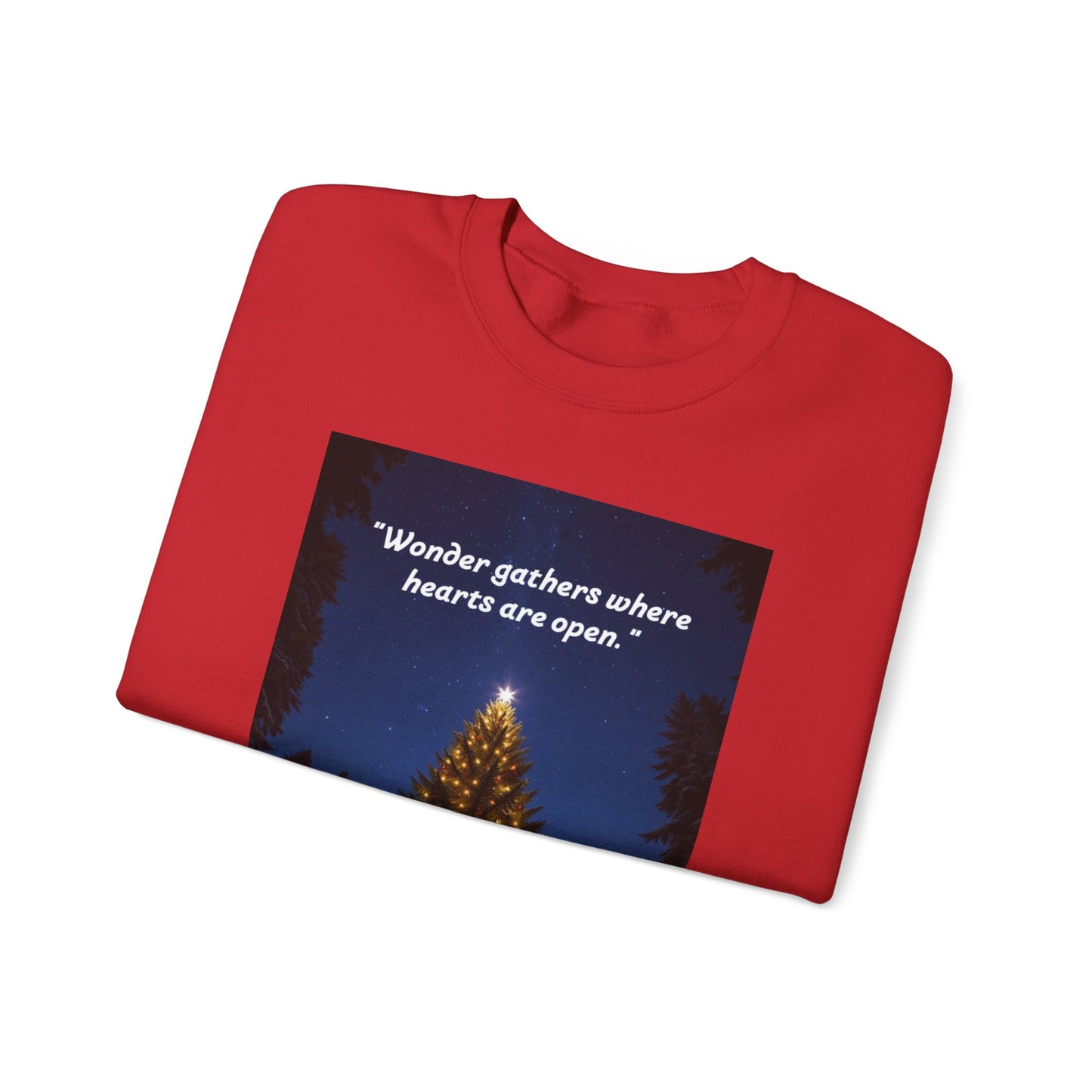 Cozy Holiday Crewneck Sweatshirt - "Wonder Gathers Where Hearts Are Open" - Perfect for Christmas, Gifts, Winter Wear, Casual Style   20