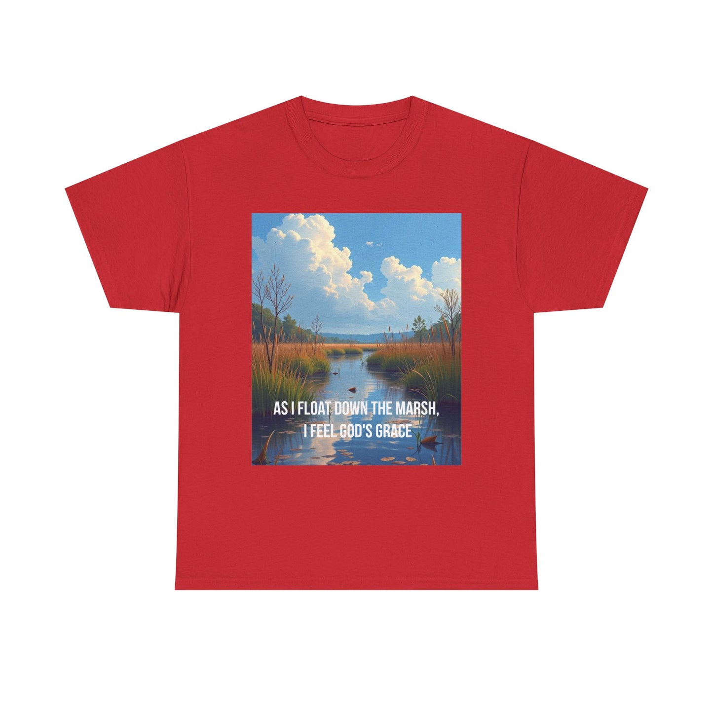 Marsh Landscape Tee — "As I Float Down the Marsh, I Feel God’s Grace"