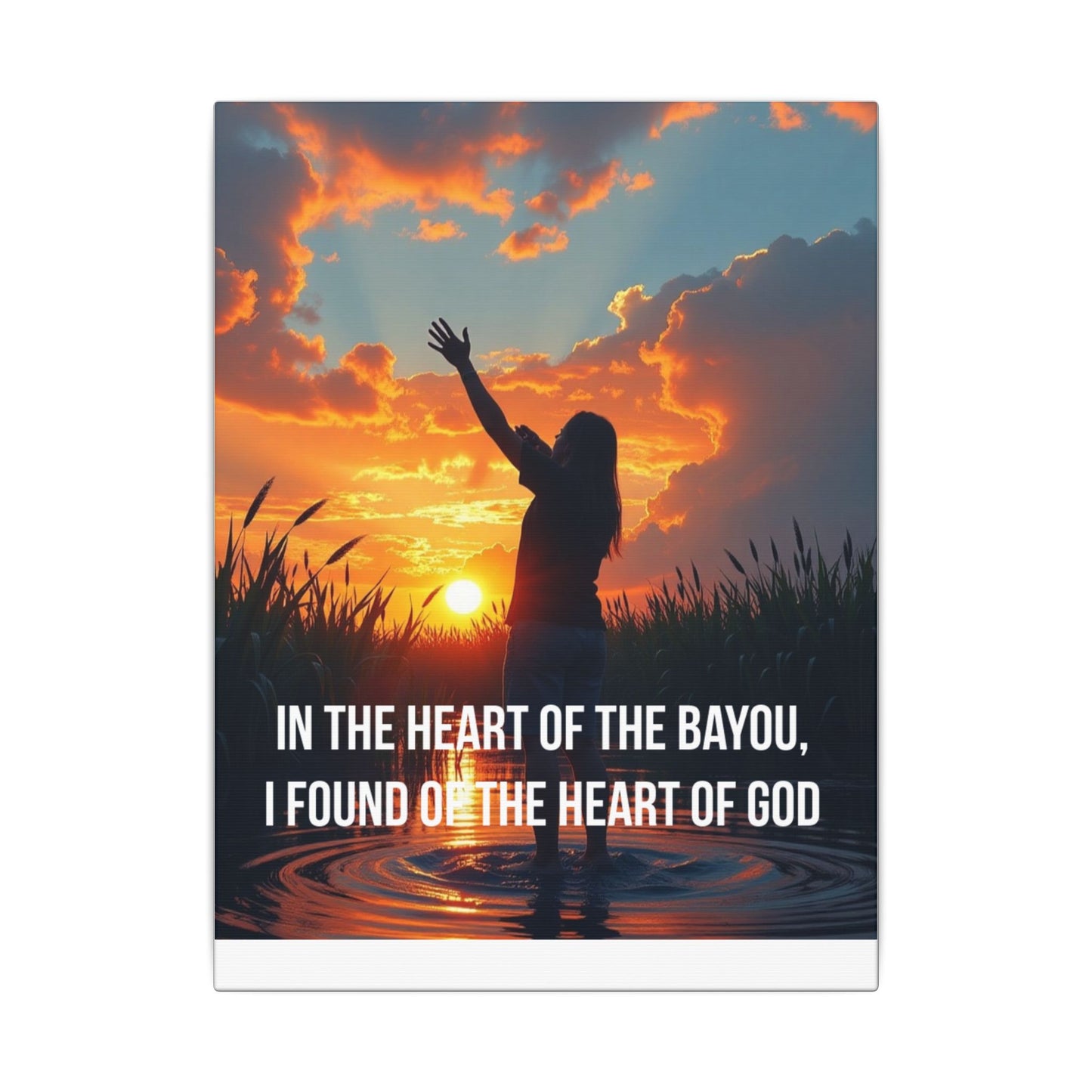 Faith-Inspired Bayou Sunset Canvas - "In the Heart of the Bayou, I Found the Heart of God"