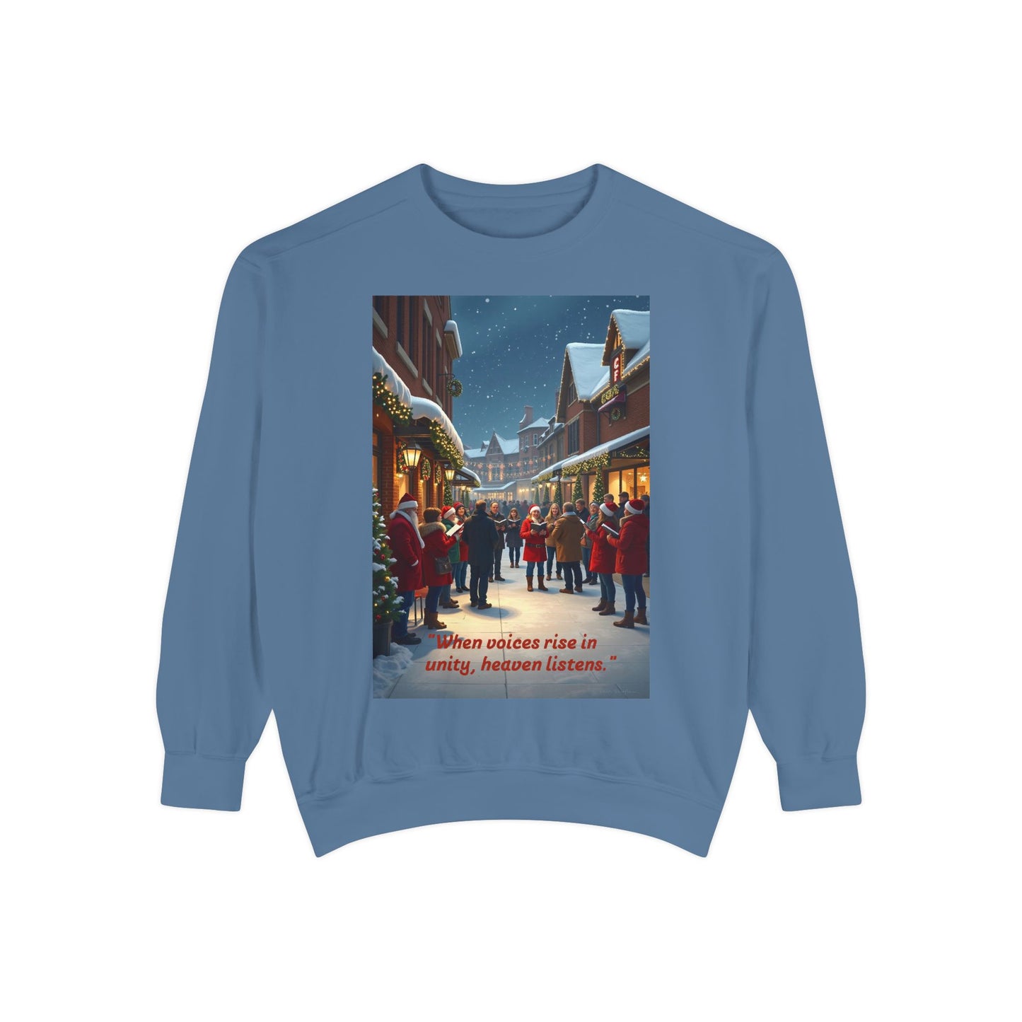 Cozy Holiday Sweatshirt with Vintage Street Scene, Christmas Gift, Unisex Apparel, Casual Wear, Year-Round Comfort