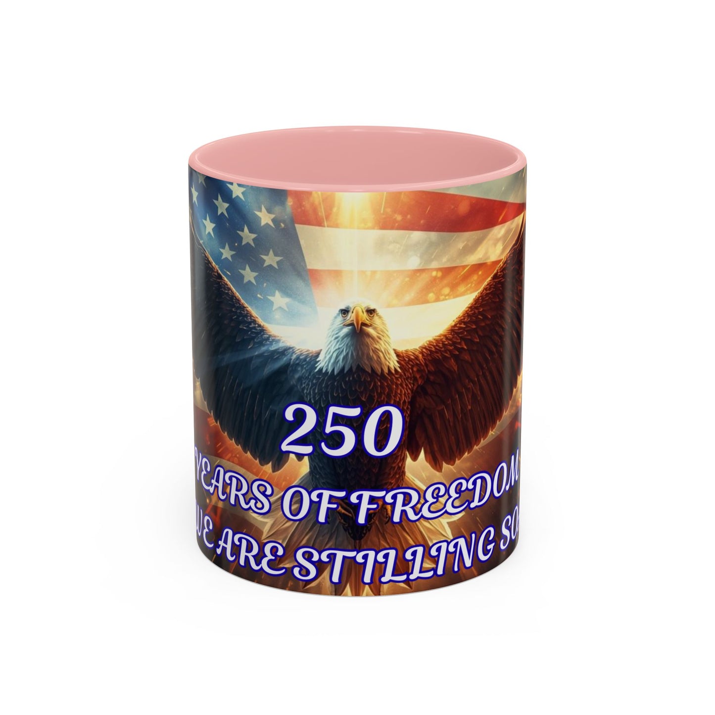 Patriotic Eagle Coffee Mug – "250 Years of Freedom" Accent 11/15oz