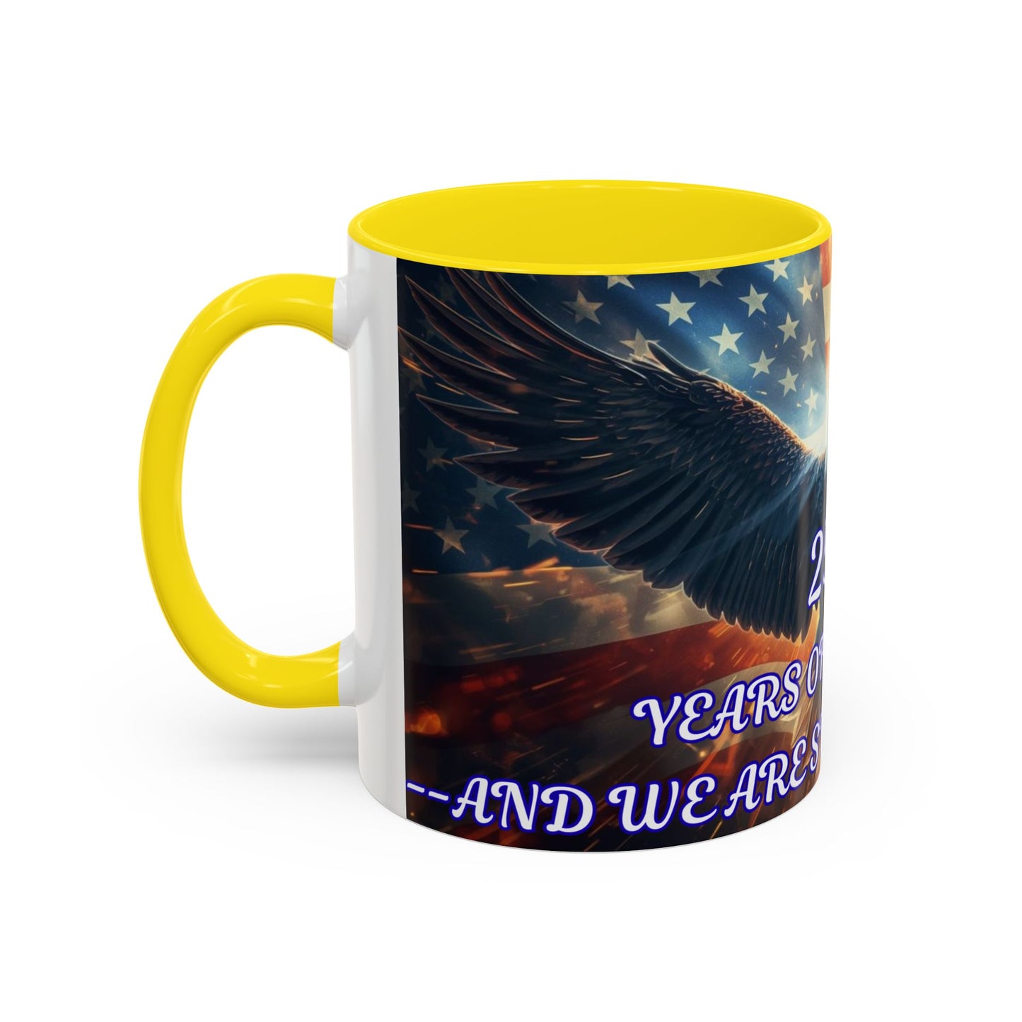 Patriotic Eagle Coffee Mug – "250 Years of Freedom" Accent 11/15oz