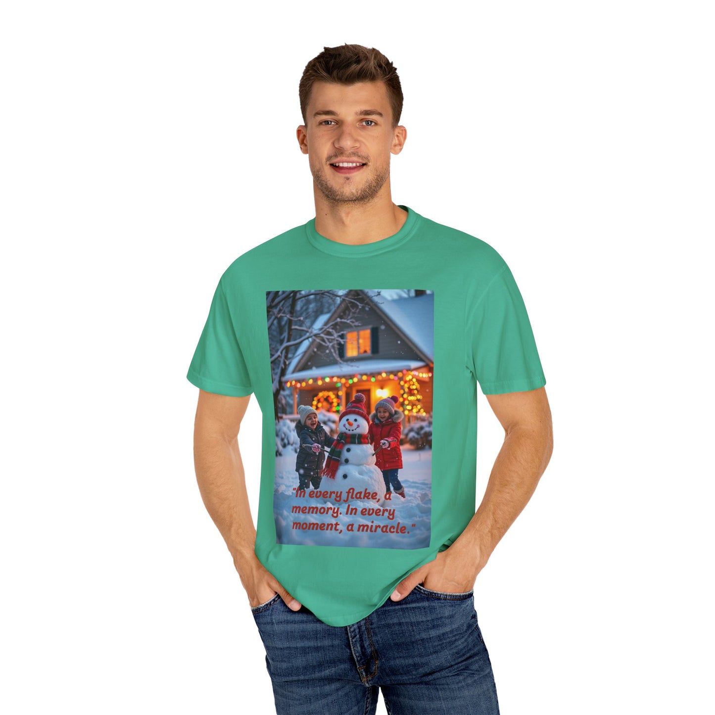 Holiday Memory T-shirt, Unisex Winter Tee, Snowman Shirt, Christmas Tee, Family Gathering Apparel, Winter Celebration Wear