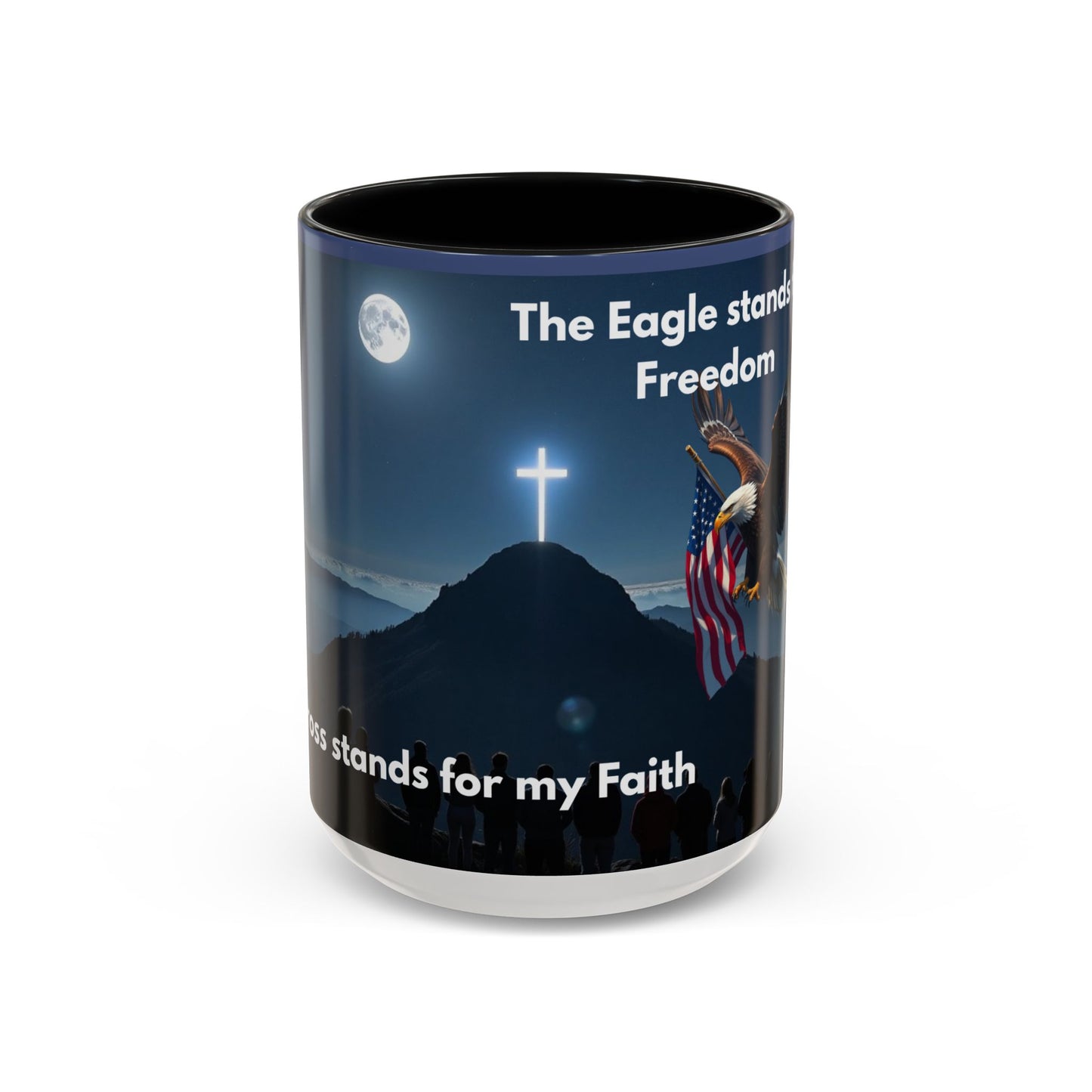 Patriotic Faith Coffee Mug — 'The Eagle Stands for Freedom' 11/15oz Accent Mug