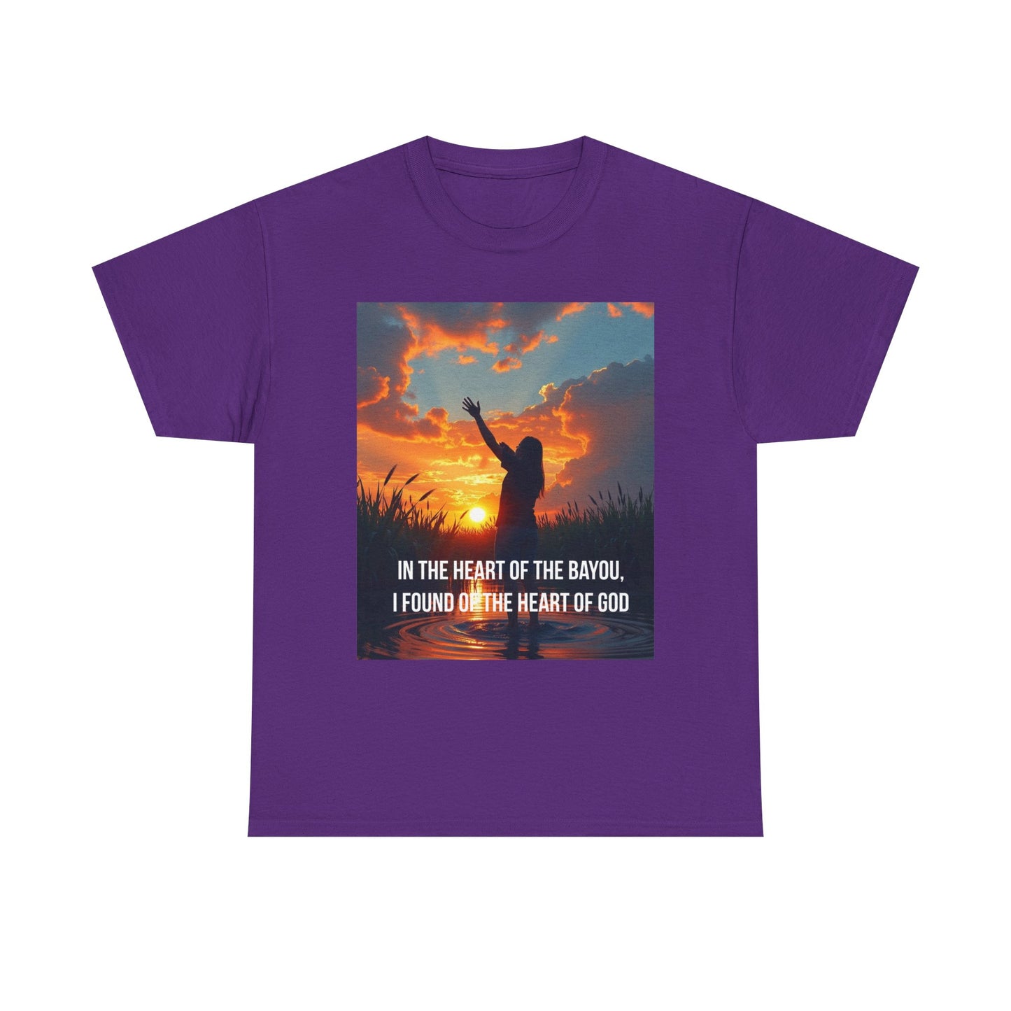 Bayou Sunrise Faith T-Shirt — "In the Heart of the Bayou, I Found the Heart of God" Christian Tee
