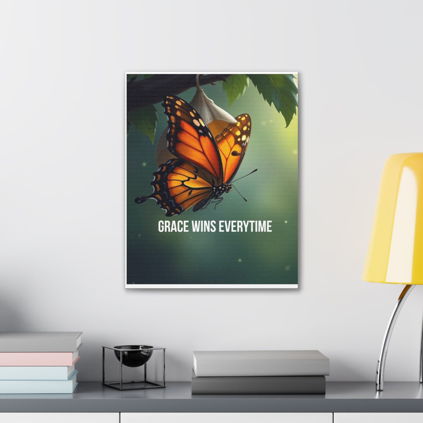 Canvas Print - 'Grace Wins Everytime' Monarch Butterfly Wall Art