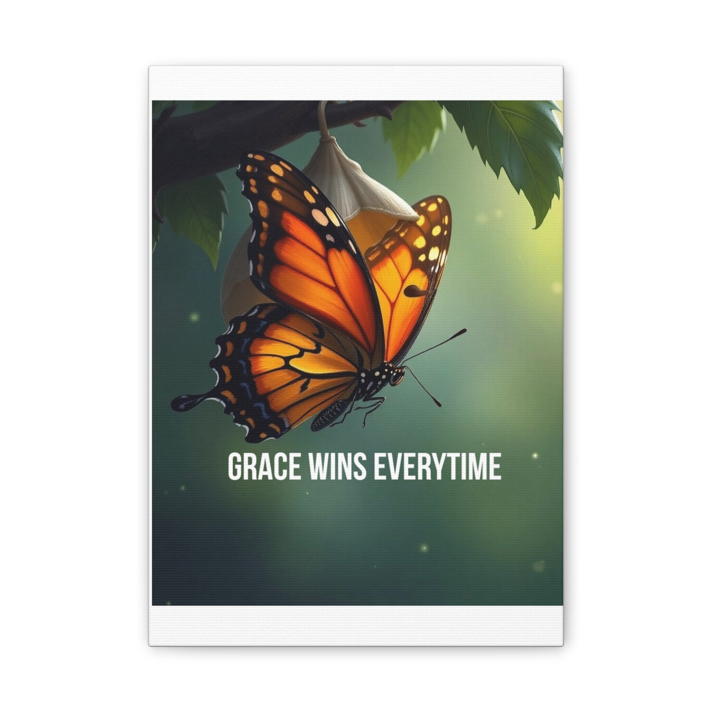 Canvas Print - 'Grace Wins Everytime' Monarch Butterfly Wall Art