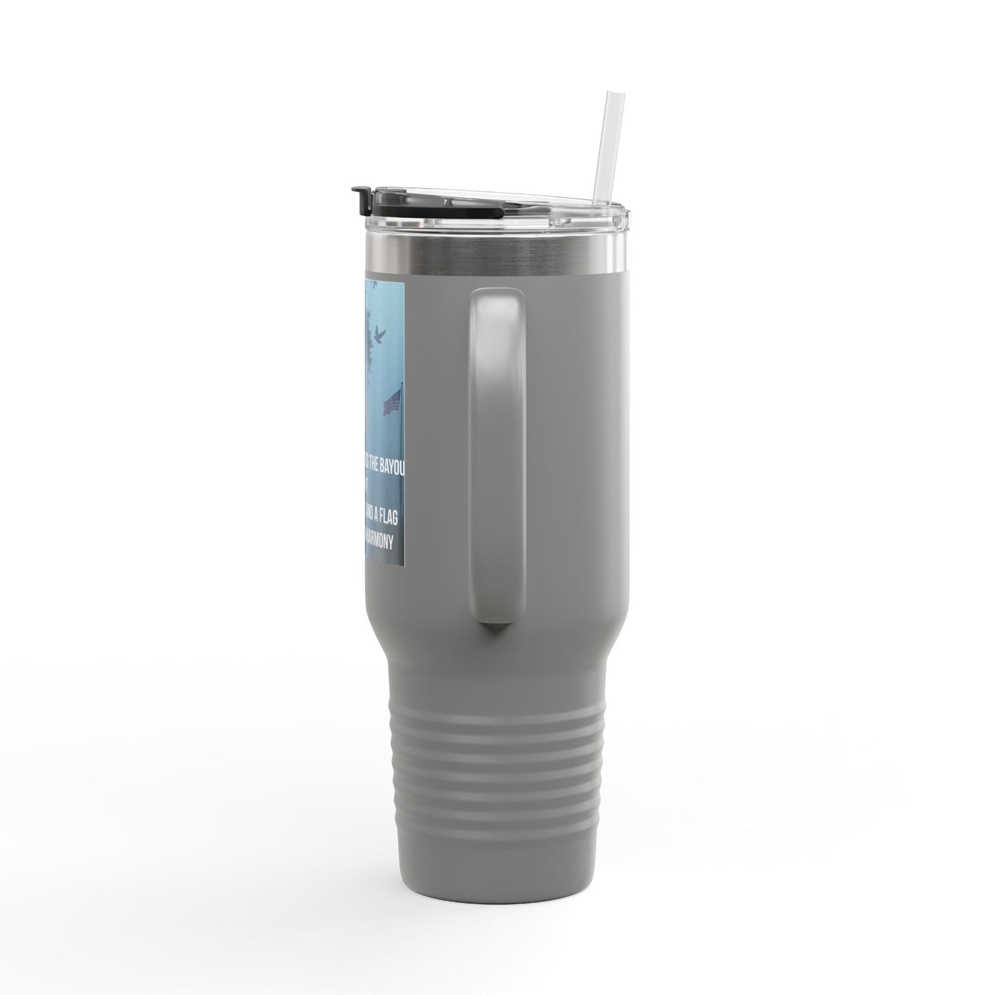40oz Insulated Travel Mug — Scenic Sunset Peace Quote Design