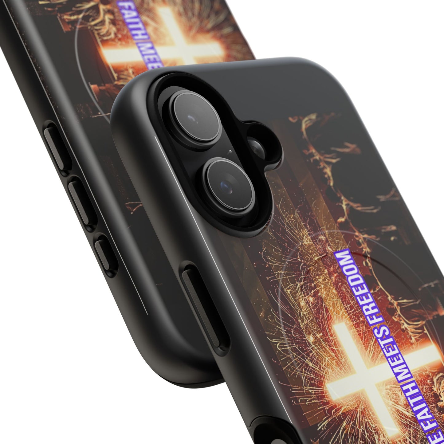 Christian Cross Phone Case - "Where Faith Meets Freedom" Tough Magnetic Case