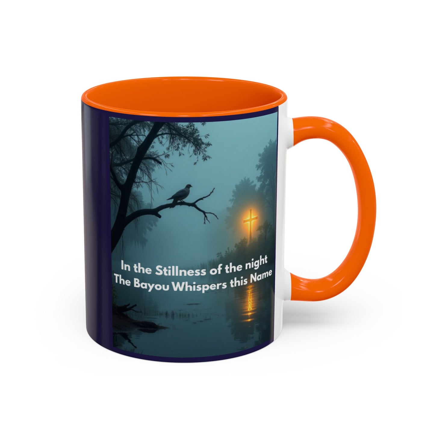Accent Coffee Mug — Bayou Night Scene with Poetic Quote (11/15oz)