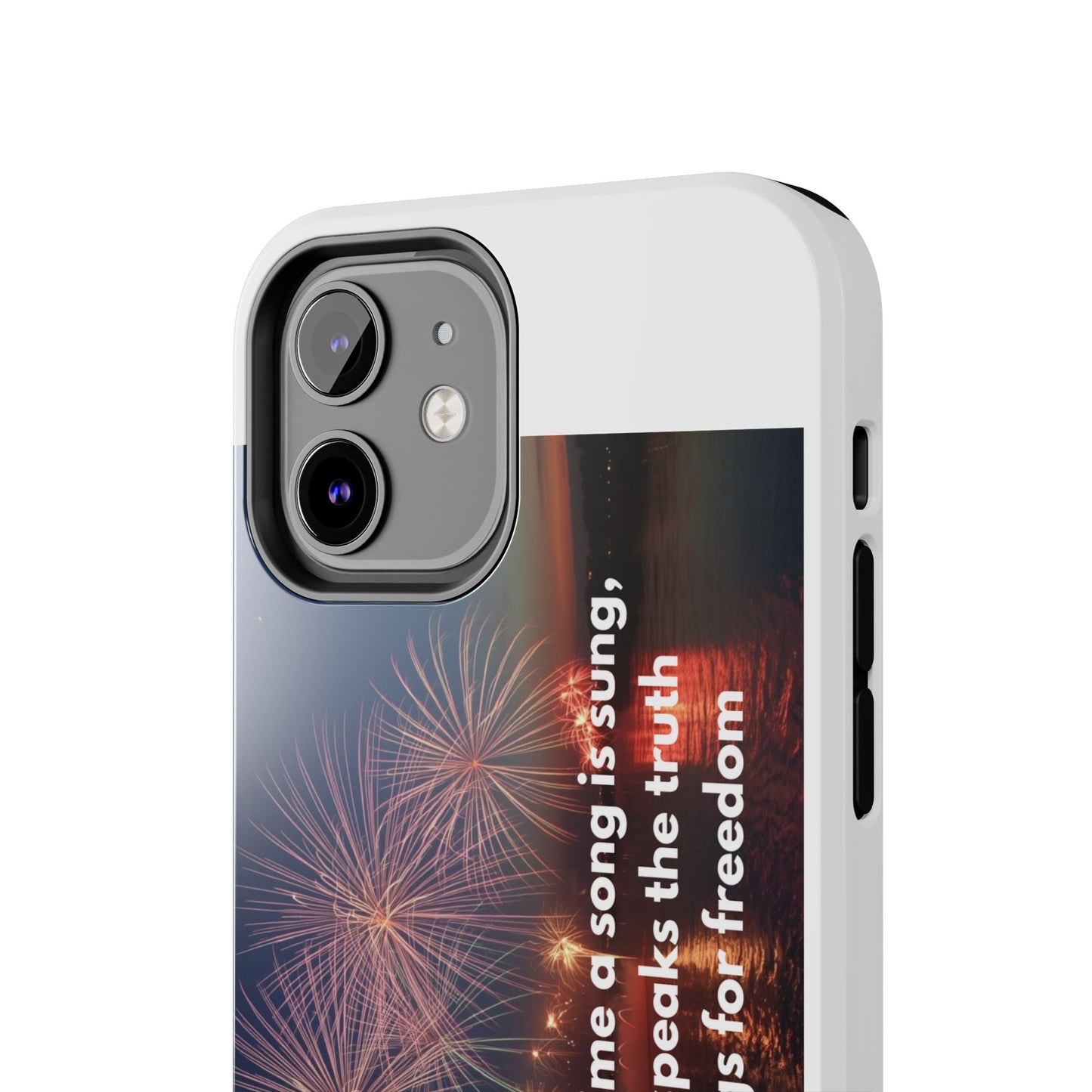 Patriotic Fireworks Tough Phone Case — "Freedom" Quote Protective Cover