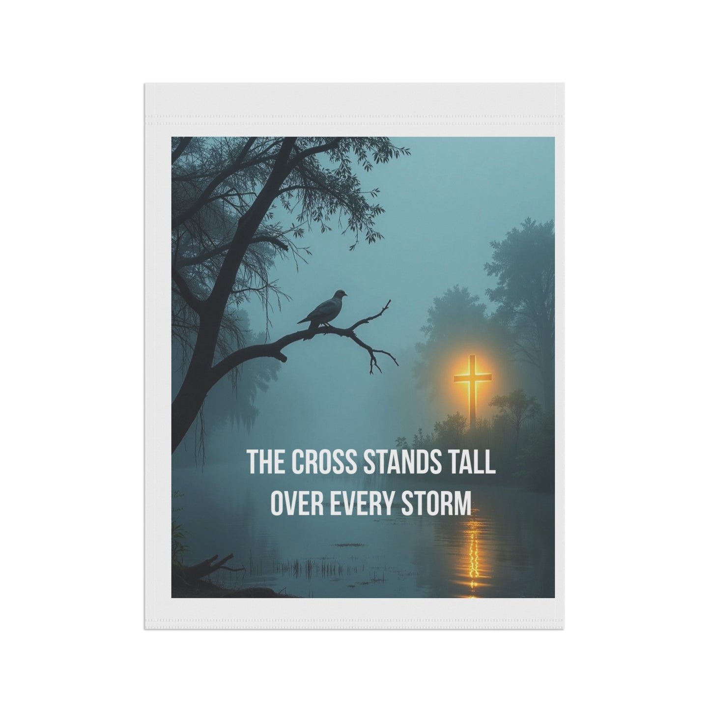 Faith Garden Flag — "The Cross Stands Tall Over Every Storm" Religious Outdoor Banner
