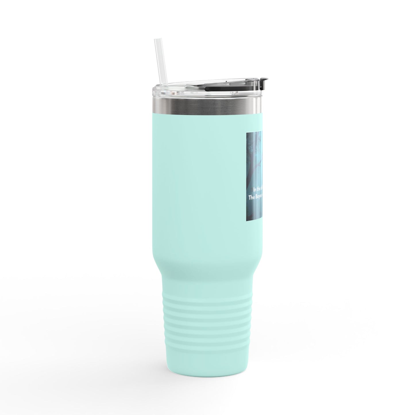 40oz Insulated Travel Mug — 'In the Stillness of the Night' Forest Quote Design