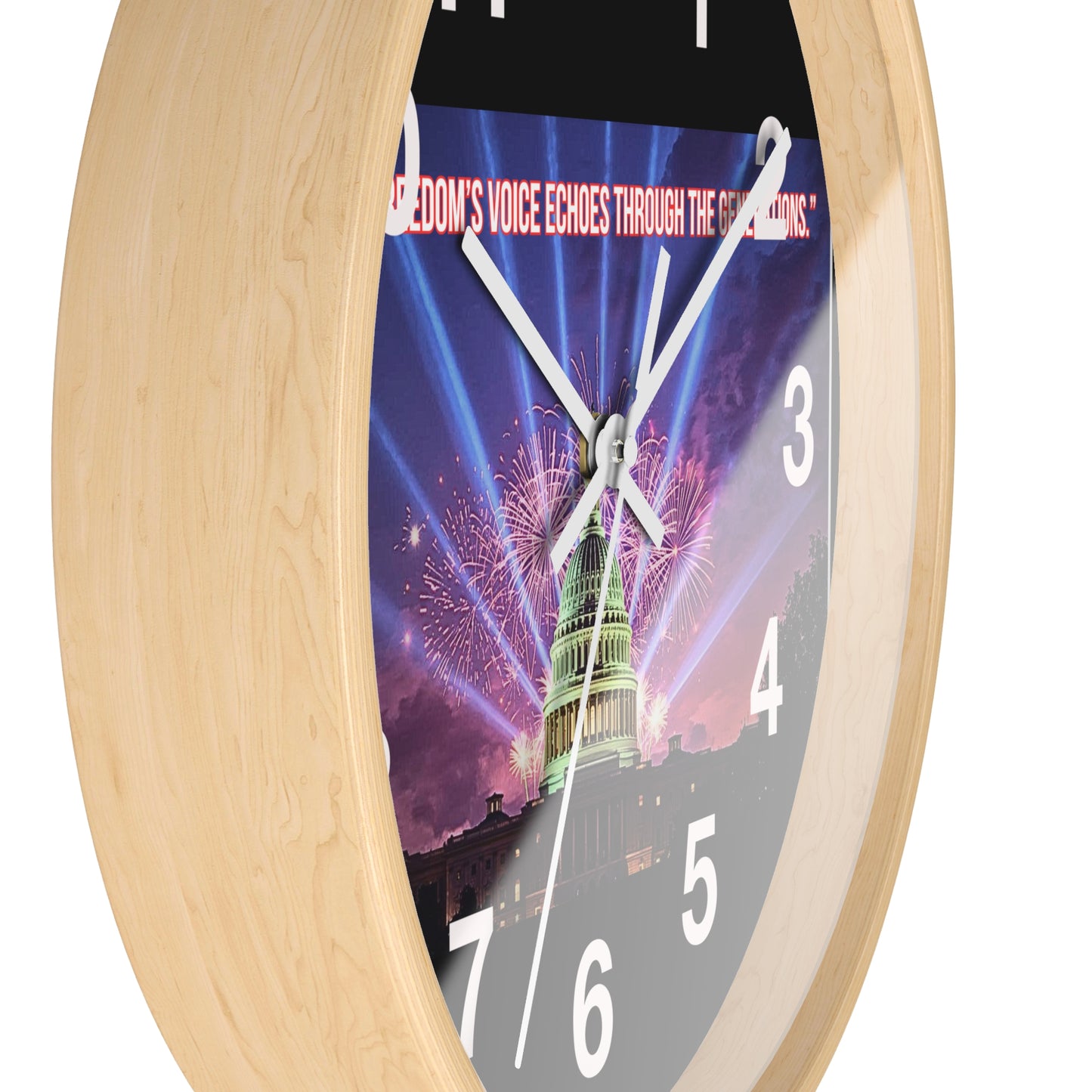 Capitol Fireworks Wall Clock — Patriotic Washington D.C. Clock with Quote
