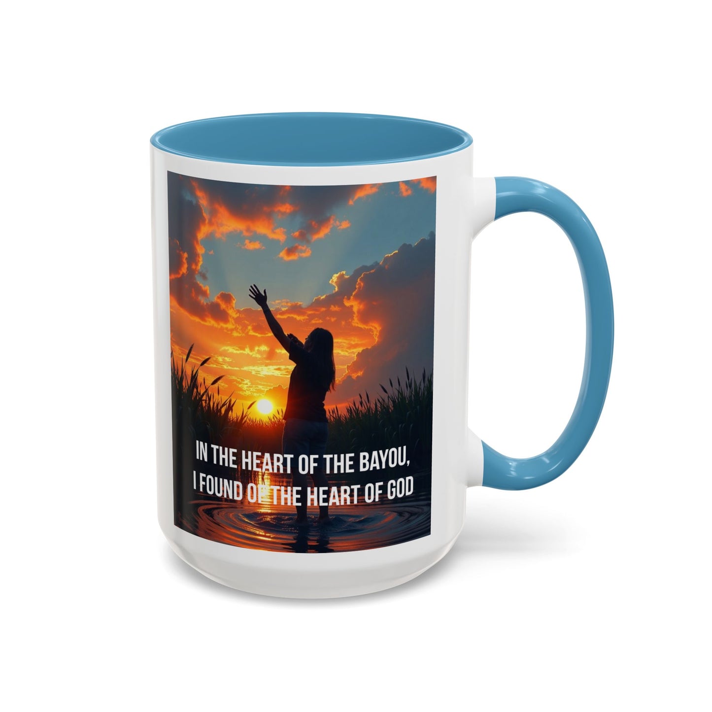 Inspirational Bayou Coffee Mug — "In the Heart of the Bayou, I Found God"