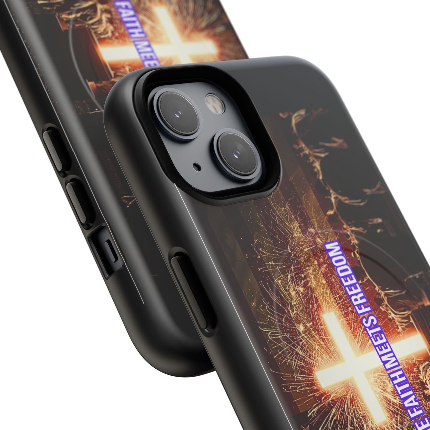 Christian Cross Phone Case - "Where Faith Meets Freedom" Tough Magnetic Case