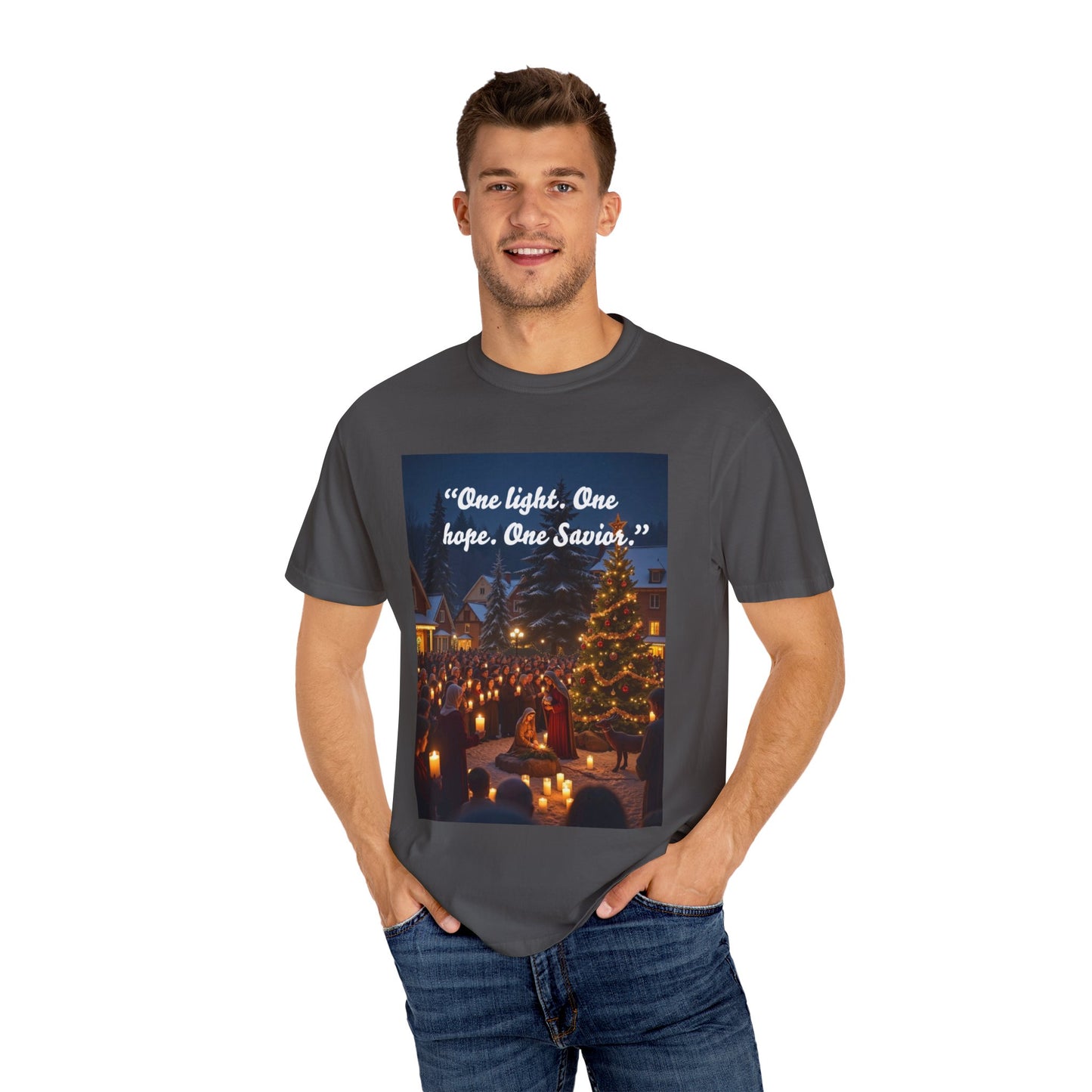Unisex Garment-Dyed T-shirt with Inspirational Holiday Message, Festive Tee, Gift for Christmas, Family Gatherings, Holiday Celebrations