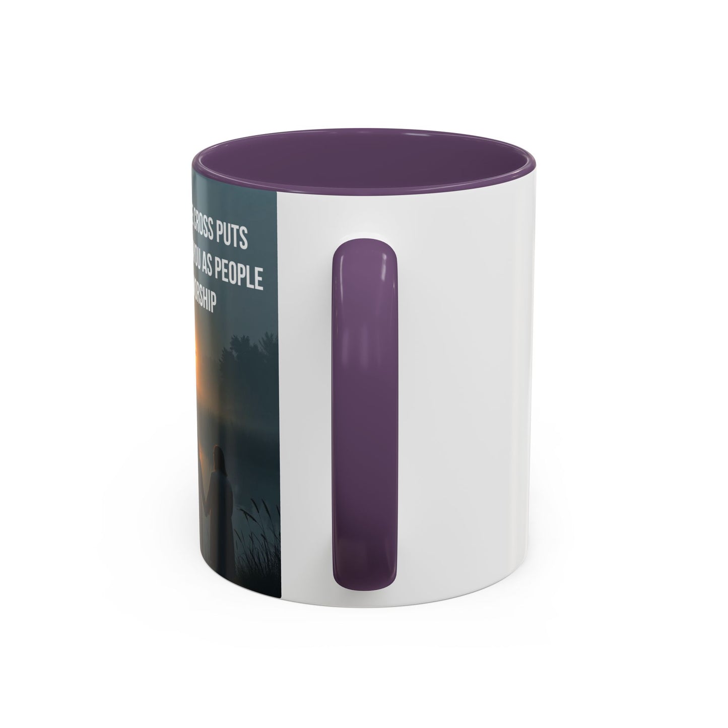 Christian Accent Coffee Mug — “The Light of the Cross” Inspirational Bible Verse Design