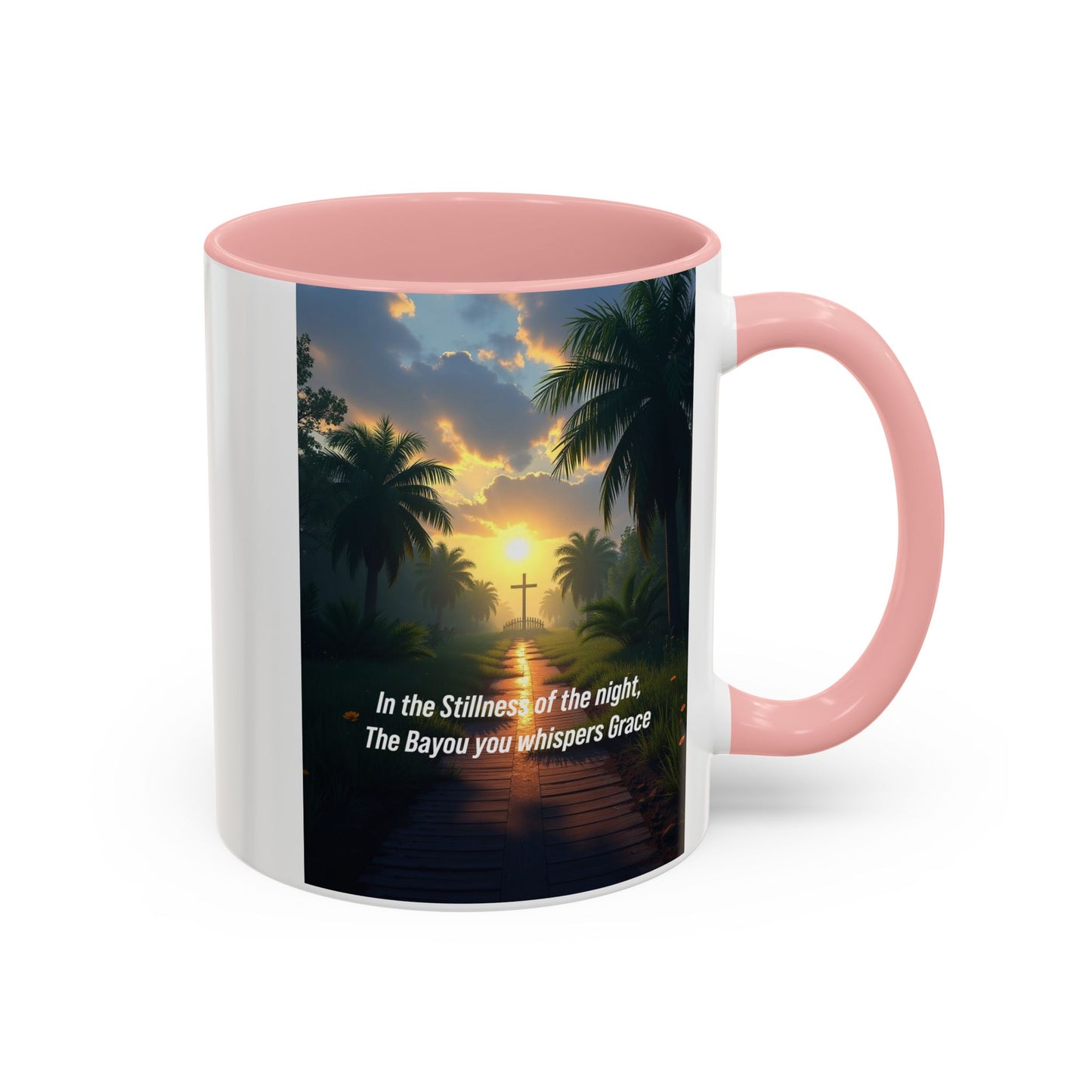Accent Coffee Mug - Bayou Sunset Scenic Mug with Inspirational Quote