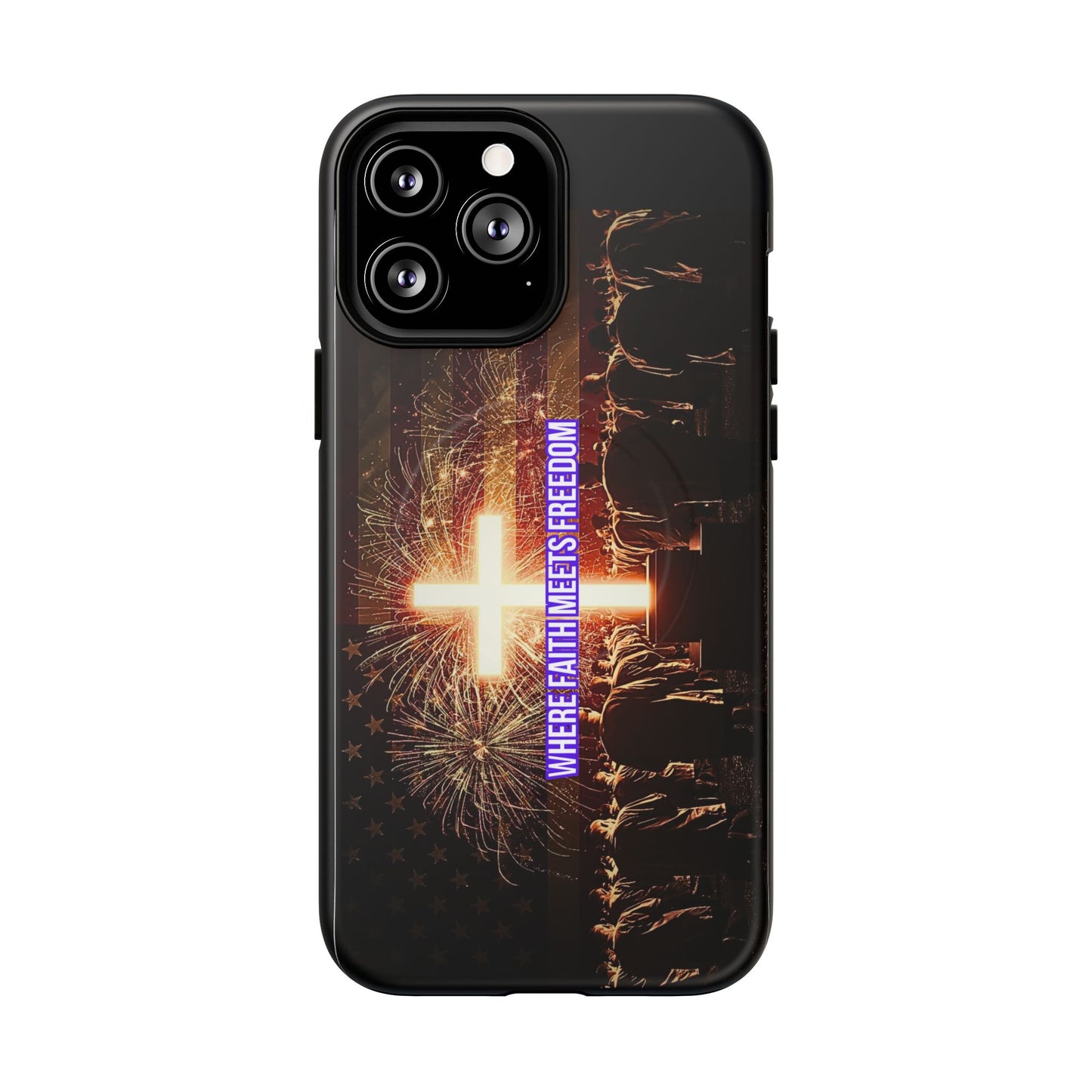 Christian Cross Phone Case - "Where Faith Meets Freedom" Tough Magnetic Case