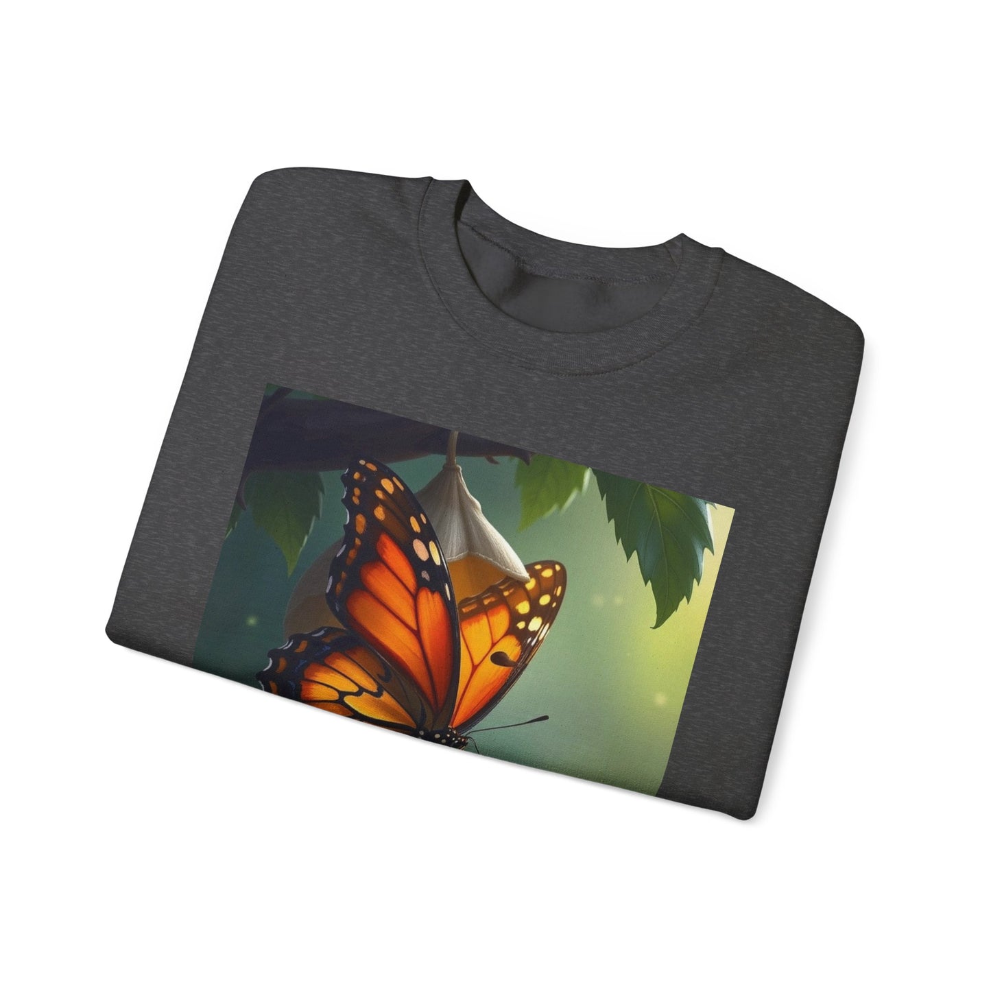 Crewneck Sweatshirt — Grace Wins Everytime Monarch Butterfly Inspirational Tee