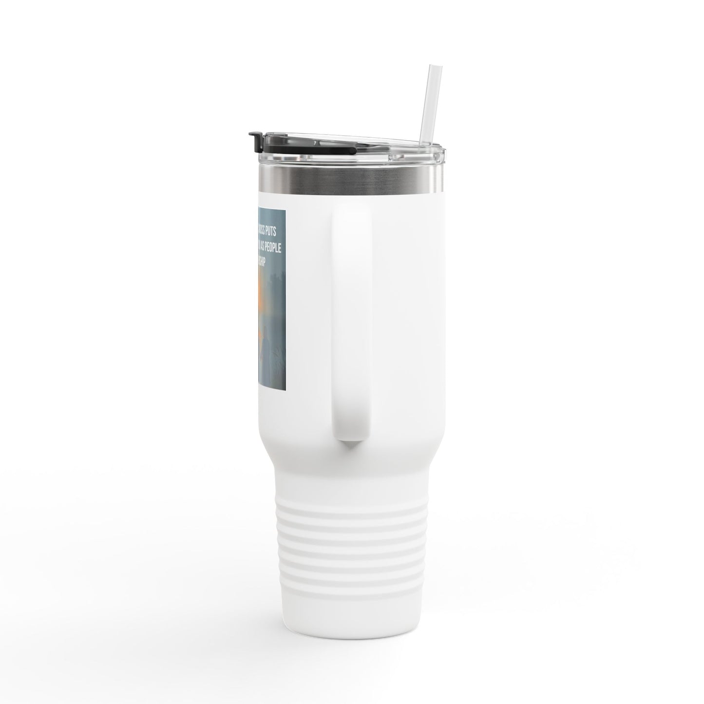40oz Insulated Travel Mug — Inspirational Cross Light Prayer Design