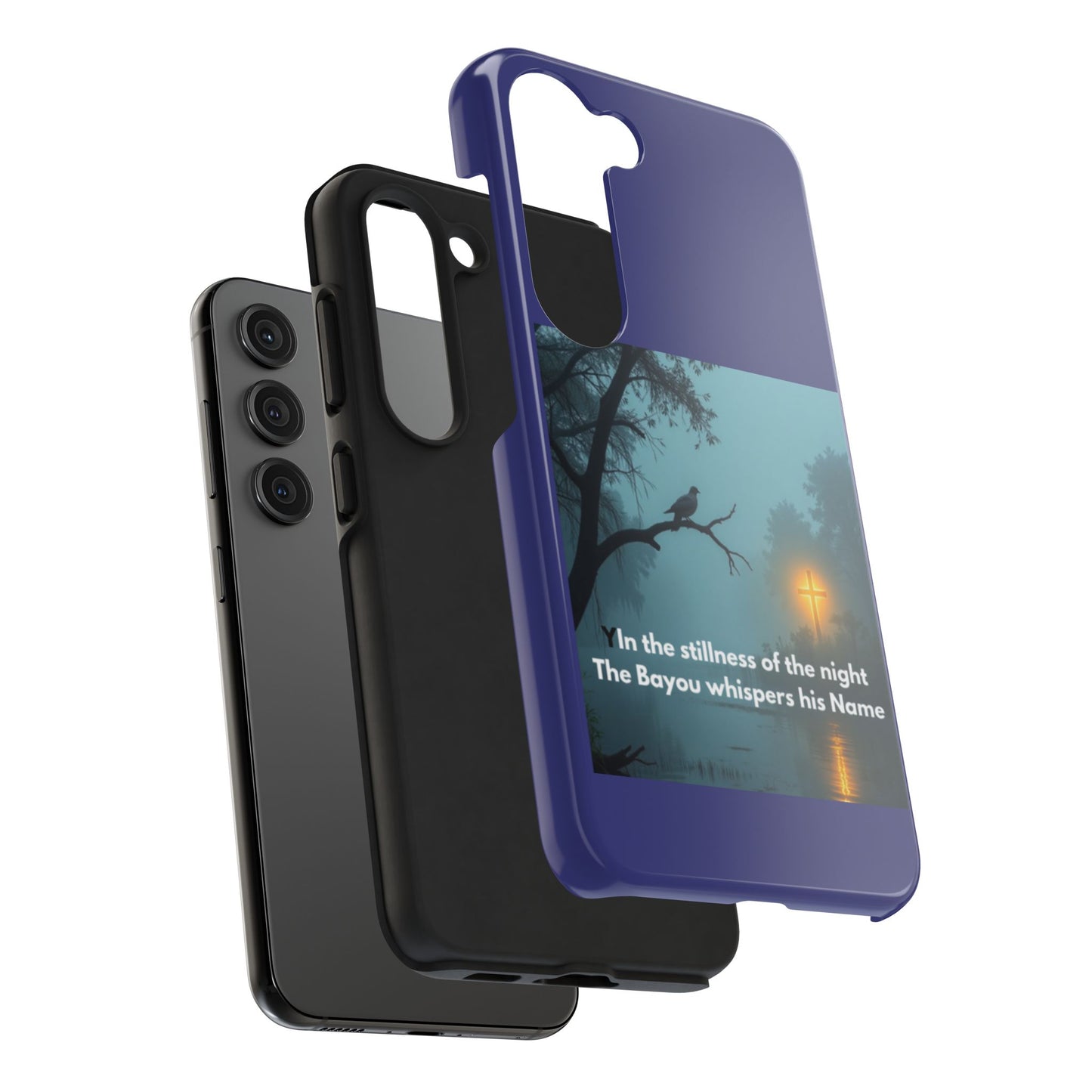 Tough Phone Case — 'In the stillness of the night the Bayou whispers his Name' Moody Bayou Cross Design