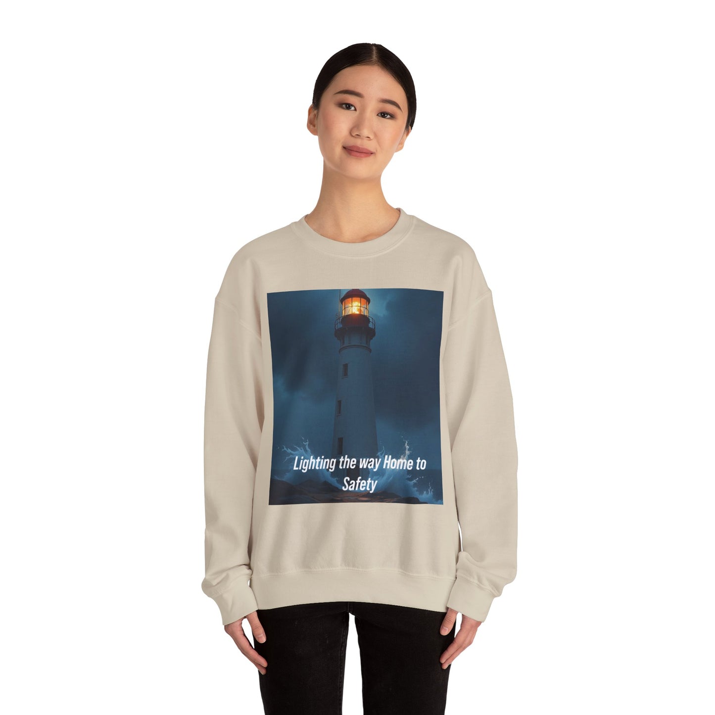 Lighthouse Crewneck Sweatshirt – "Lighting the Way Home to Safety"