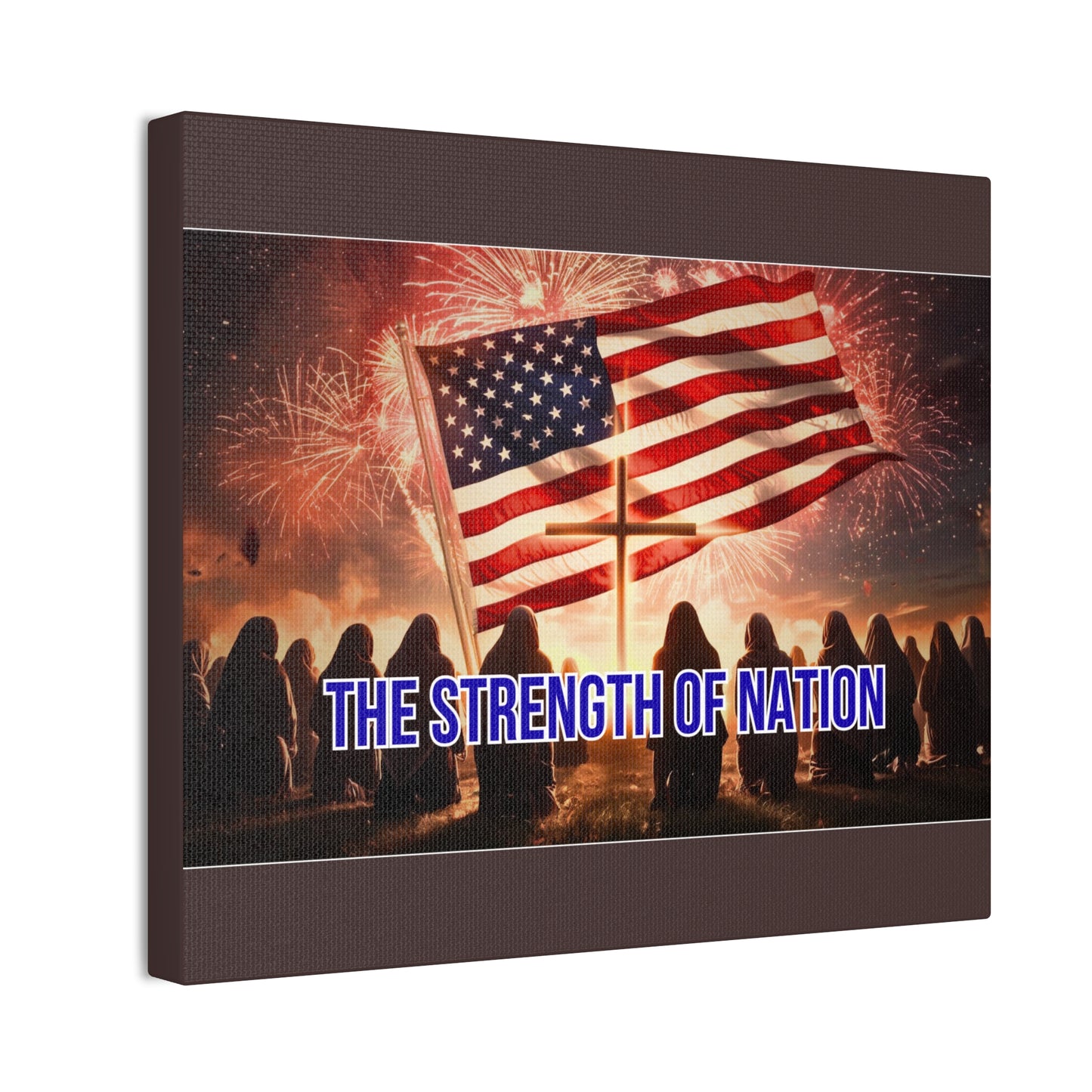 Patriotic Canvas Wall Art – “The Strength of Nation” American Flag with Fireworks