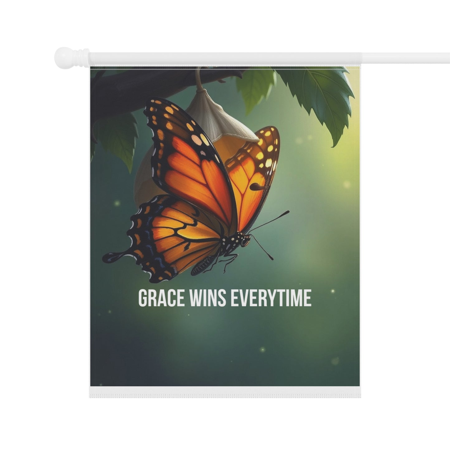Butterfly Garden Banner — "Grace Wins Everytime" Decorative Yard Flag