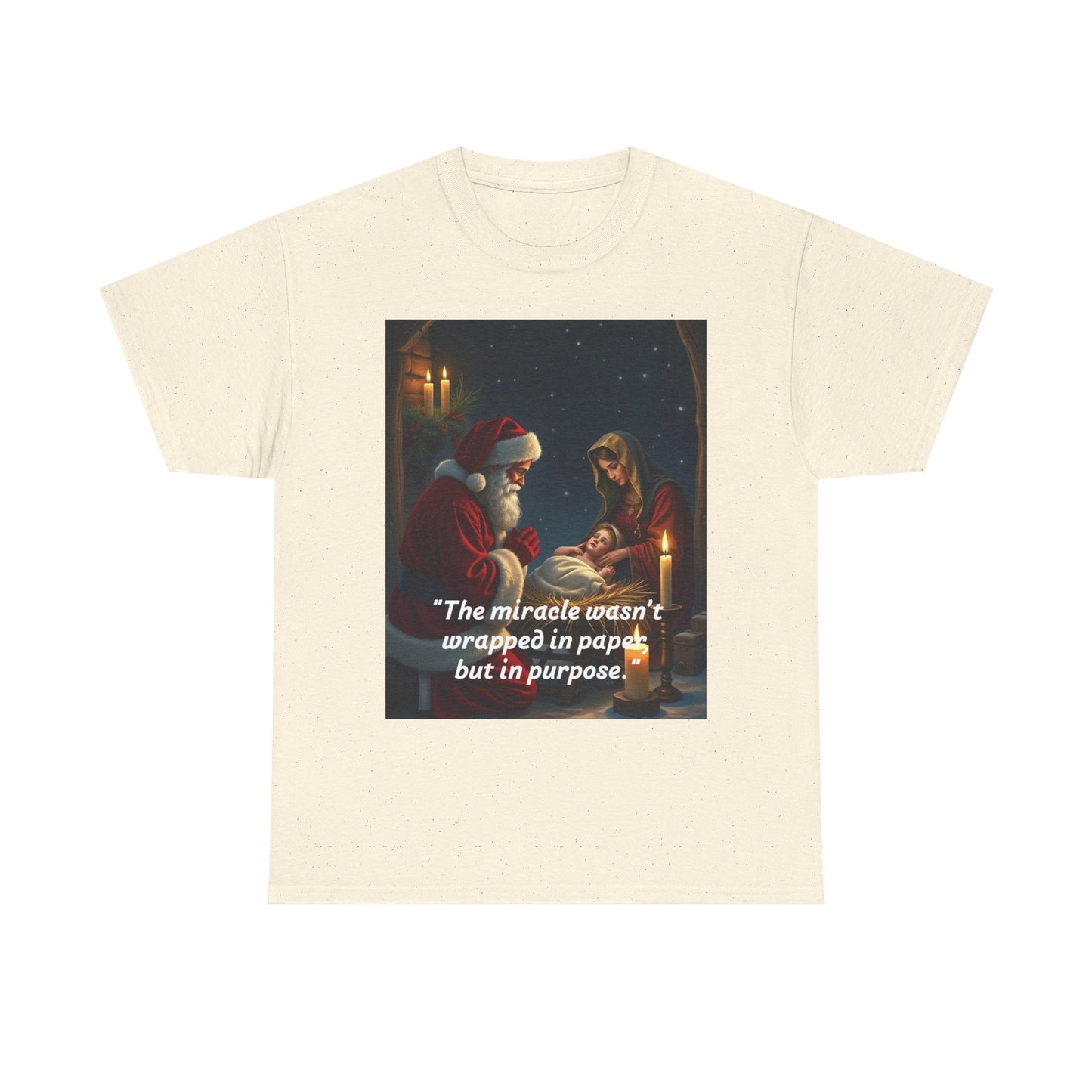 Christmas Inspirational Tee, Unisex Heavy Cotton Tee, Santa Shirt, Holiday Gift, Family Gathering, Faith-Based Apparel