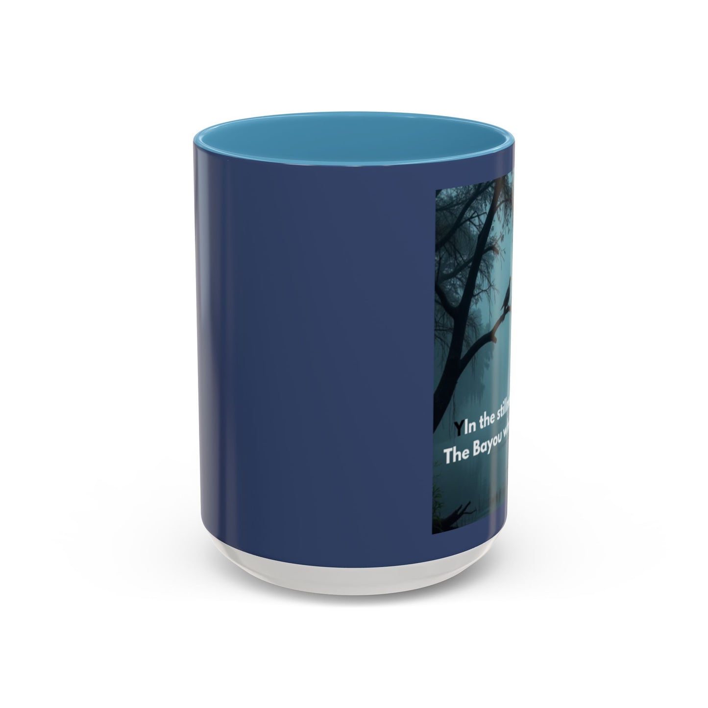 Coffee Mug — Bayou Night Scene with Cross & Quote (In the stillness of the night...)