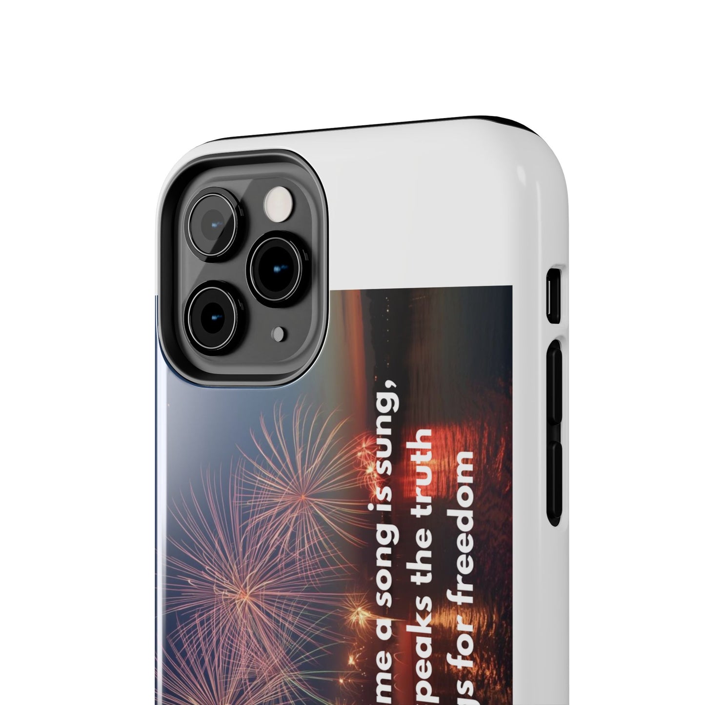 Patriotic Fireworks Tough Phone Case — "Freedom" Quote Protective Cover