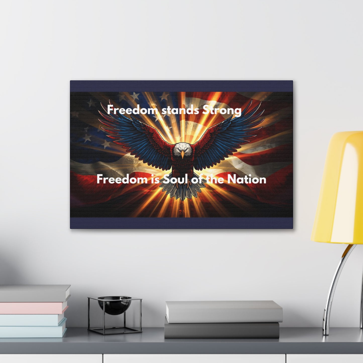 Patriotic Eagle Canvas Print – “Freedom Stands Strong” Wall Art