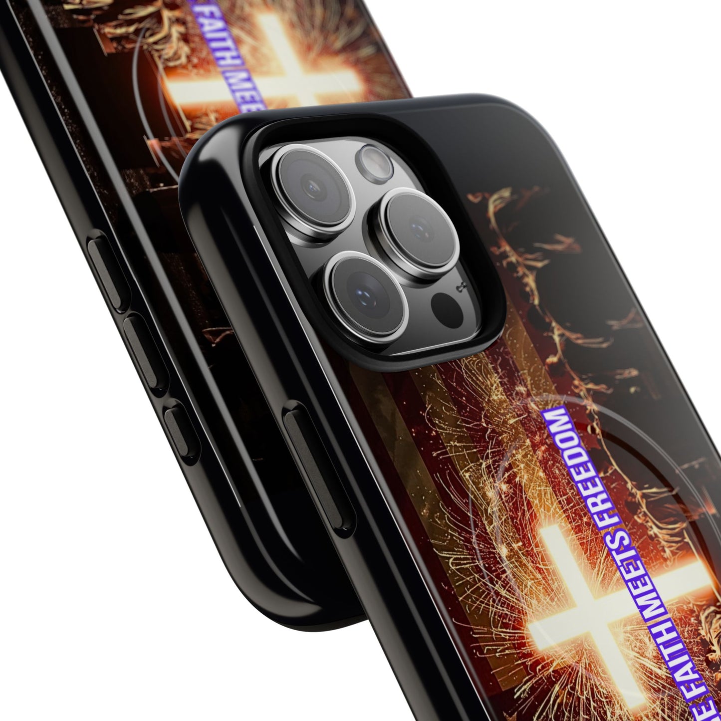Christian Cross Phone Case - "Where Faith Meets Freedom" Tough Magnetic Case