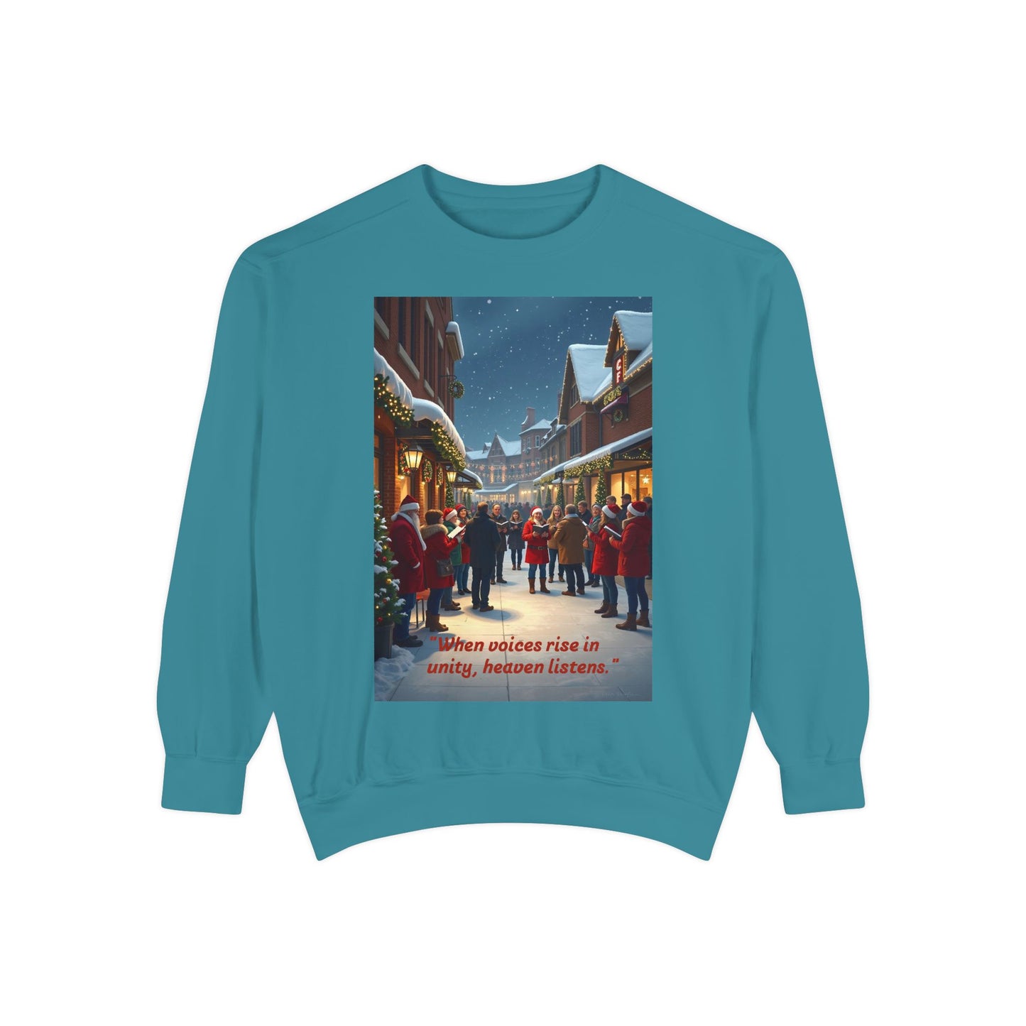 Cozy Holiday Sweatshirt with Vintage Street Scene, Christmas Gift, Unisex Apparel, Casual Wear, Year-Round Comfort