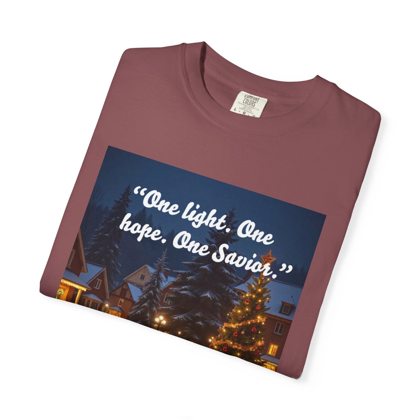 Garment-Dyed T-Shirt with Inspirational Christmas Design