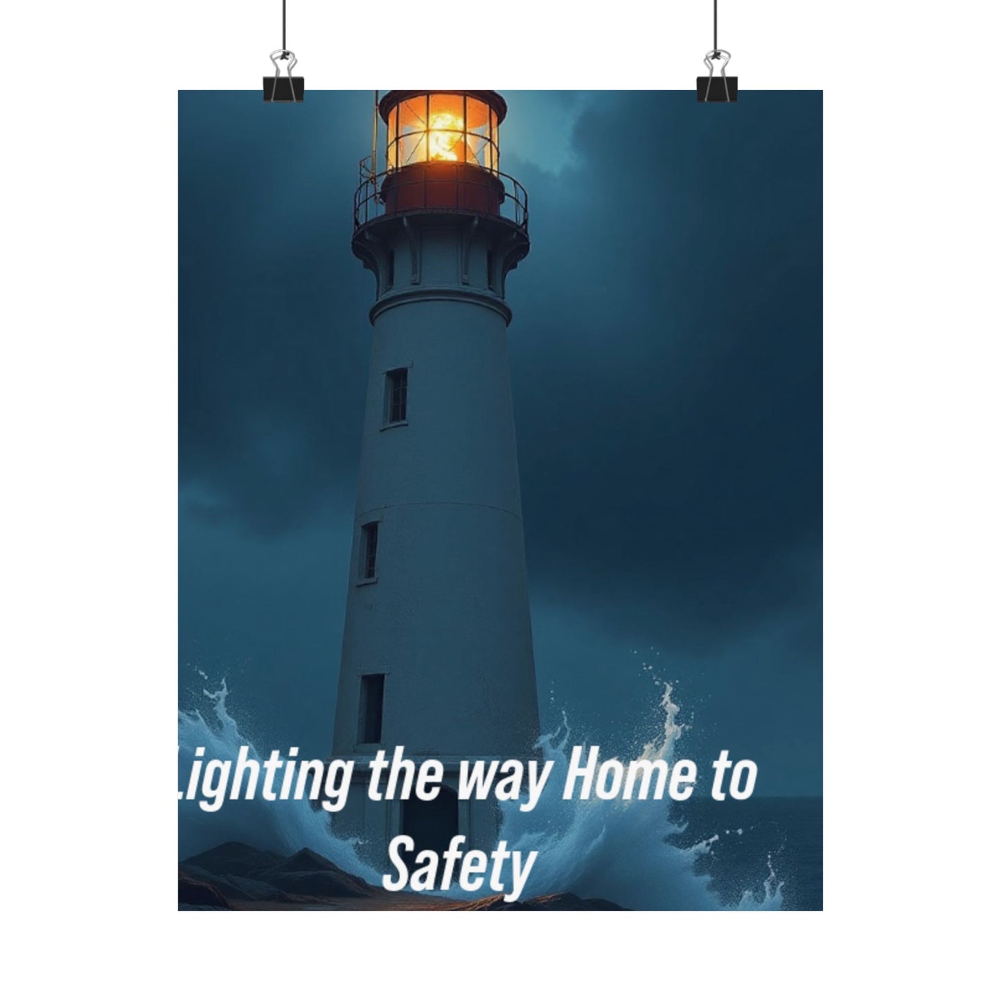 Lighthouse Satin Poster - "Lighting the Way Home to Safety" (210gsm)