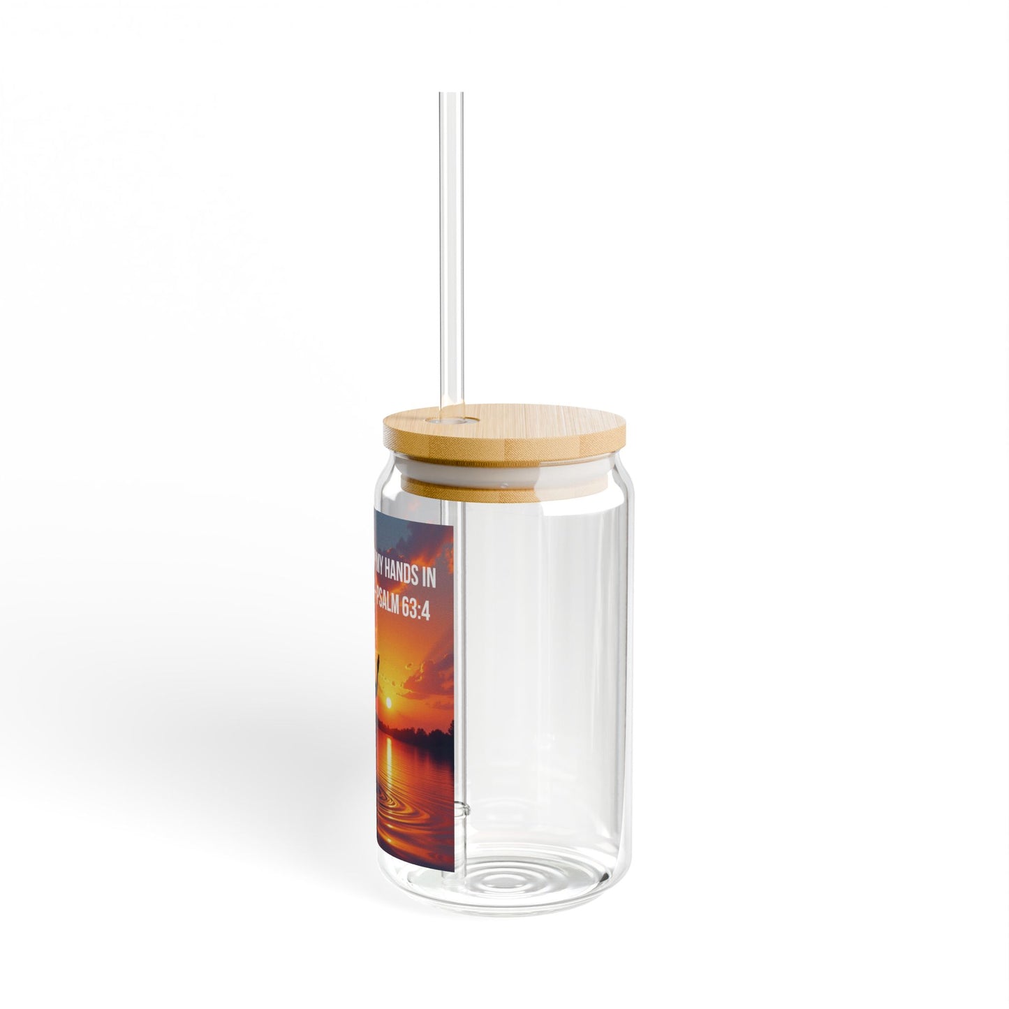 Psalm 63:4 Sunrise Faith Sipper Glass — 16oz Inspirational Tumbler with Straw