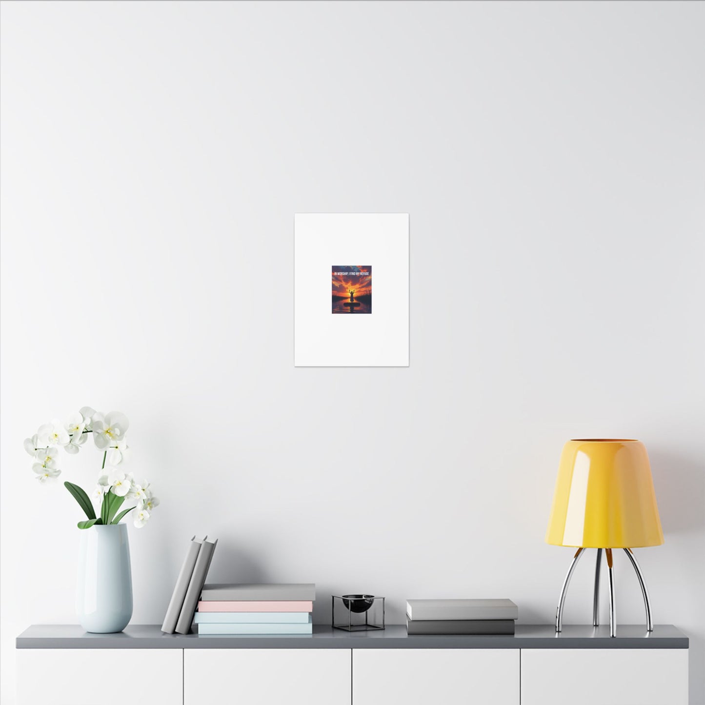 Worship Sunrise Canvas Art – "In Worship I Find My Refuge" Stretched Wall Canvas
