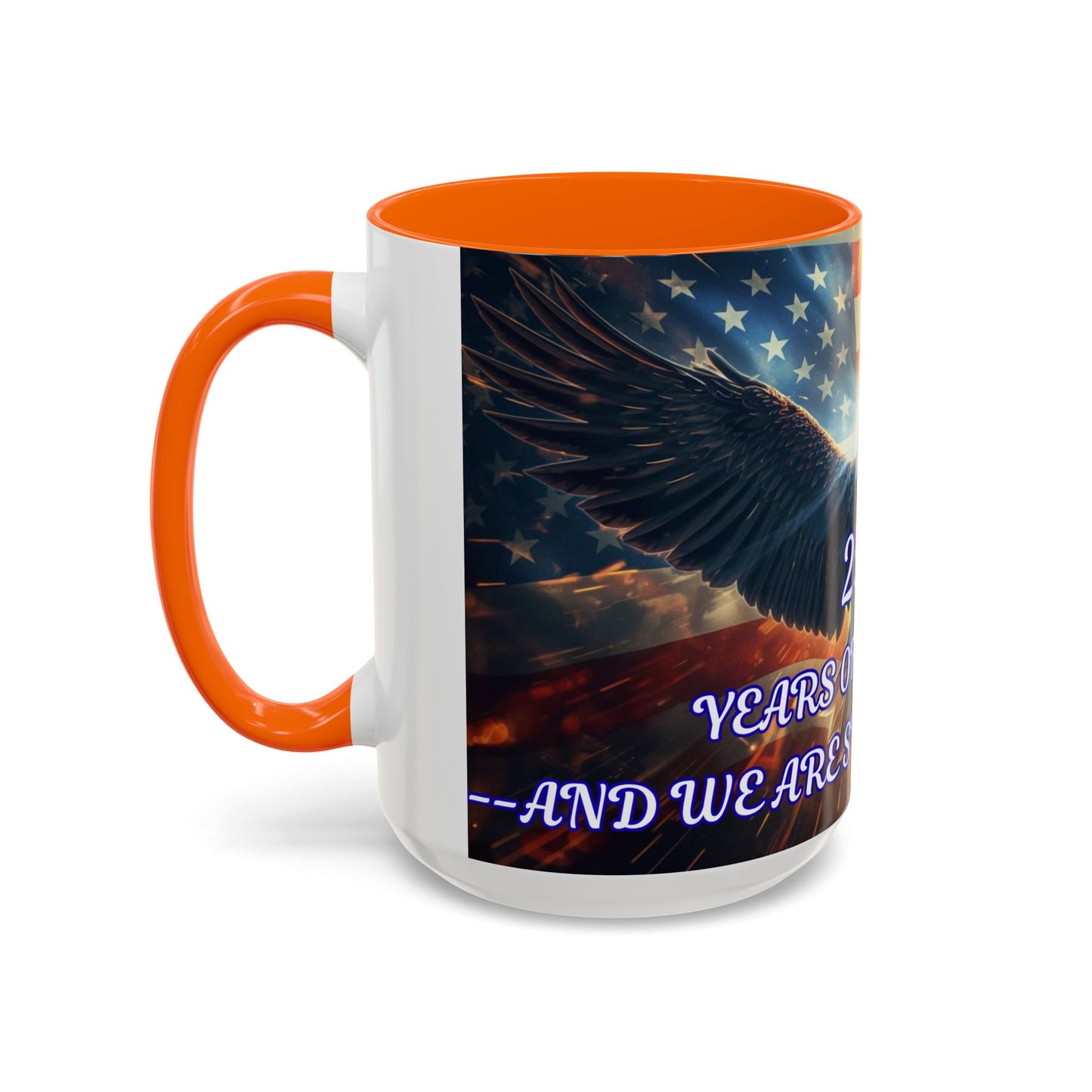 Patriotic Eagle Coffee Mug – "250 Years of Freedom" Accent 11/15oz