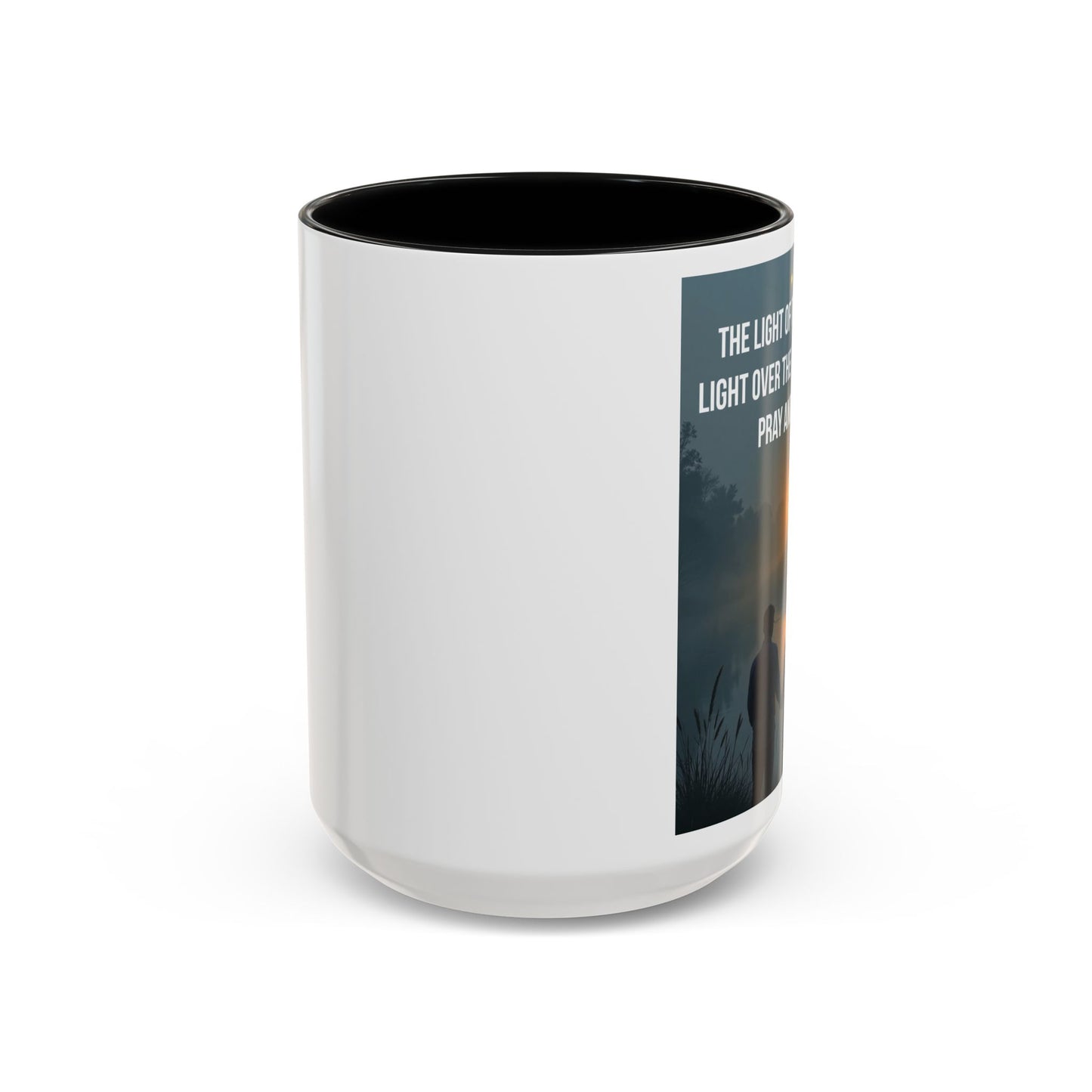 Christian Accent Coffee Mug — “The Light of the Cross” Inspirational Bible Verse Design