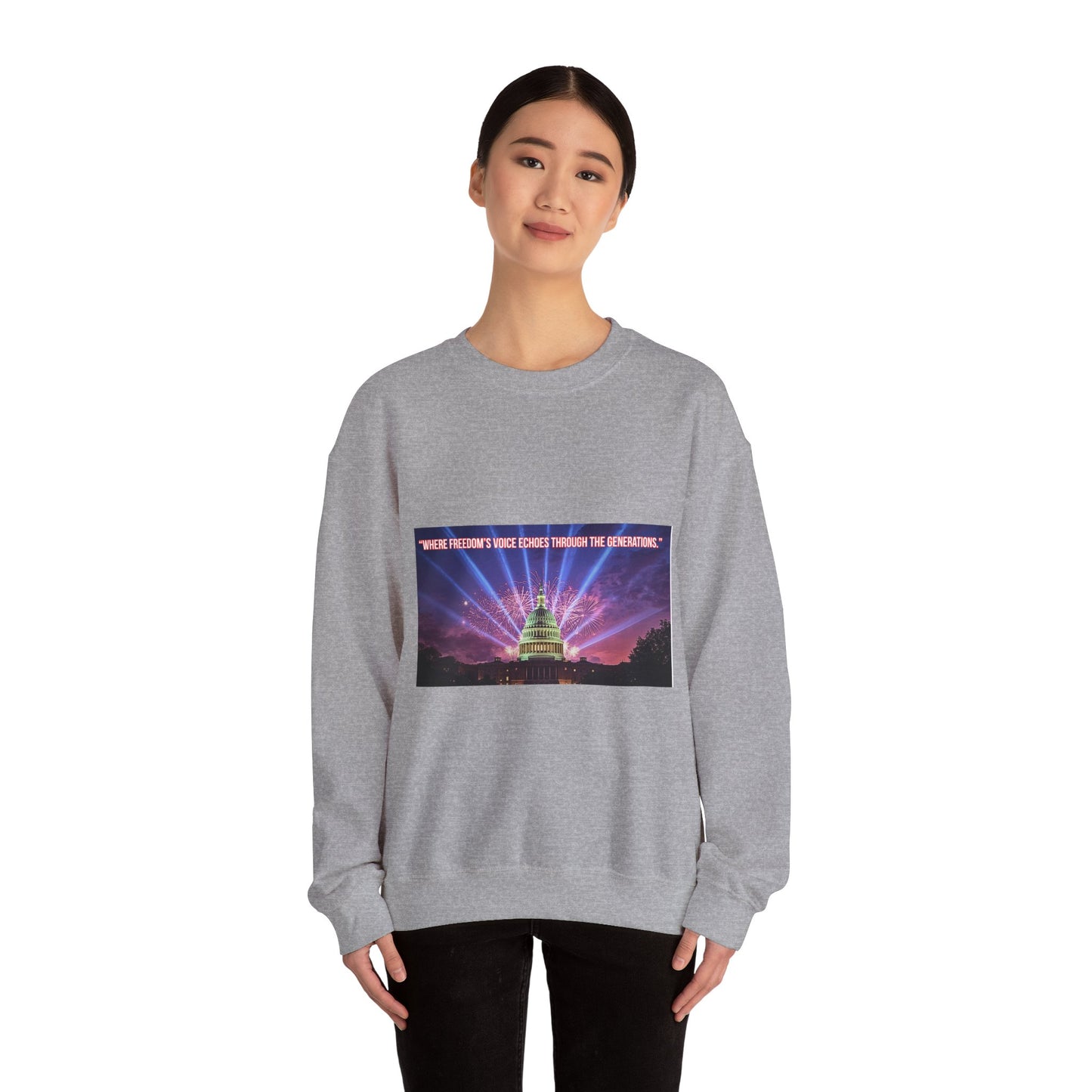Crewneck Sweatshirt — "We’re Freedom’s Voice" Capitol Lightshow Graphic